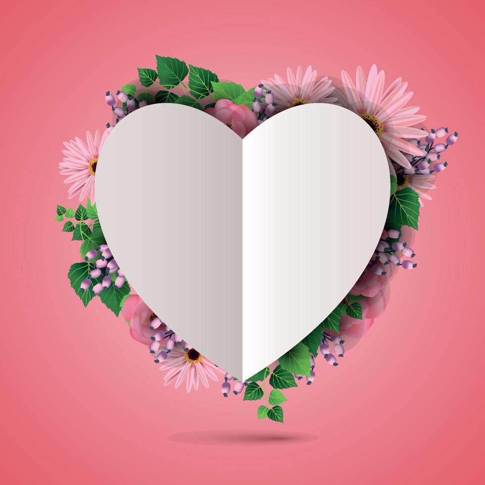 corazón y flores regalo para tu amado vector