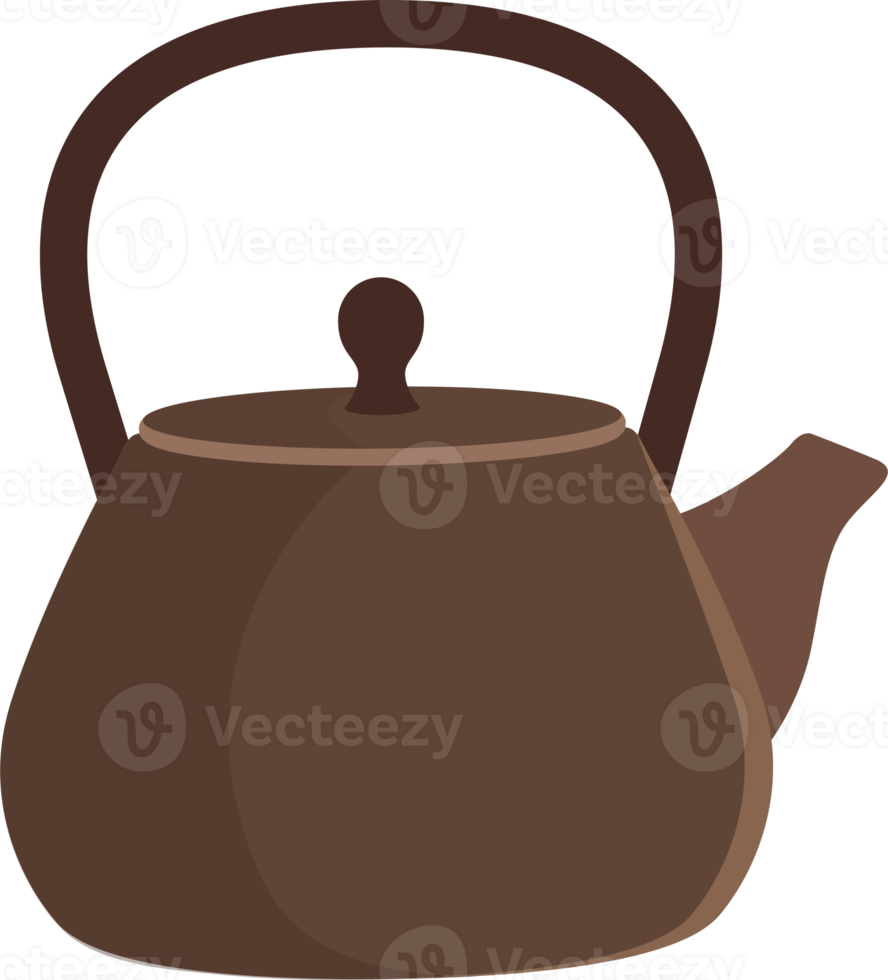 Oriental style ceramic teapot of illustration. png