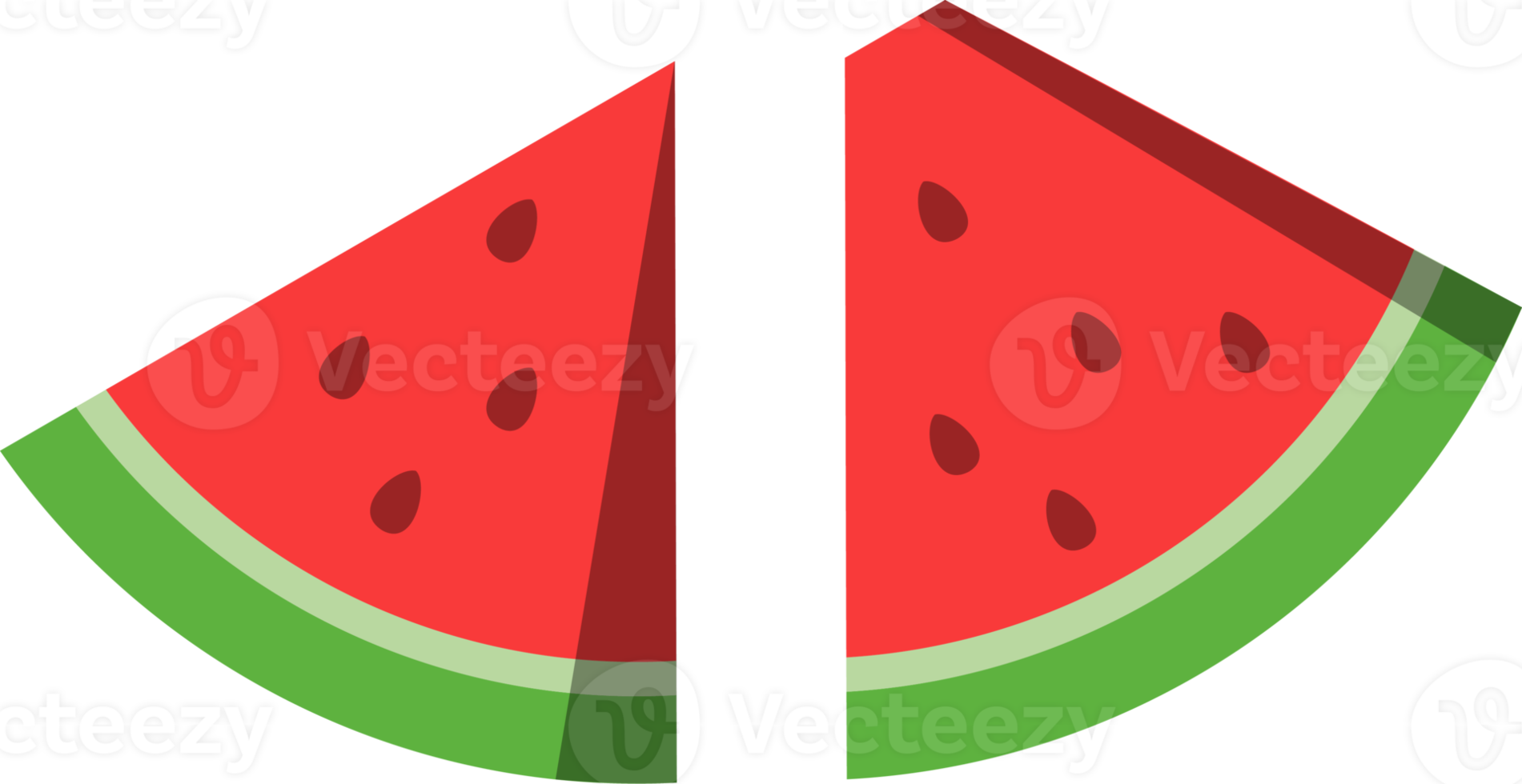 Fresh, ripe watermelon with vibrant red flesh, halved watermelon, perfect for summer png