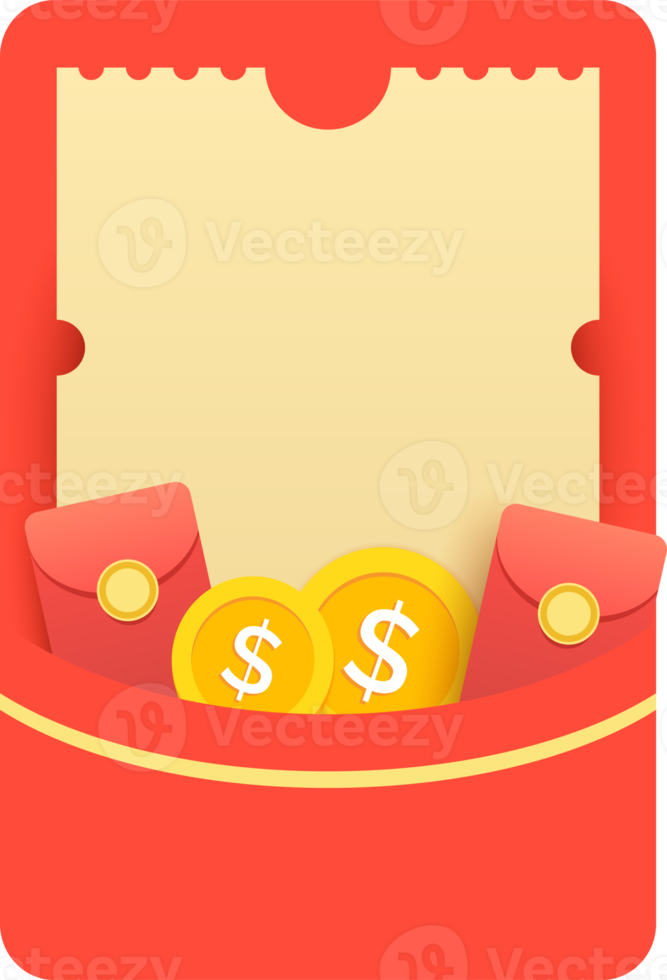 Chinese style envelope with money illustration. png