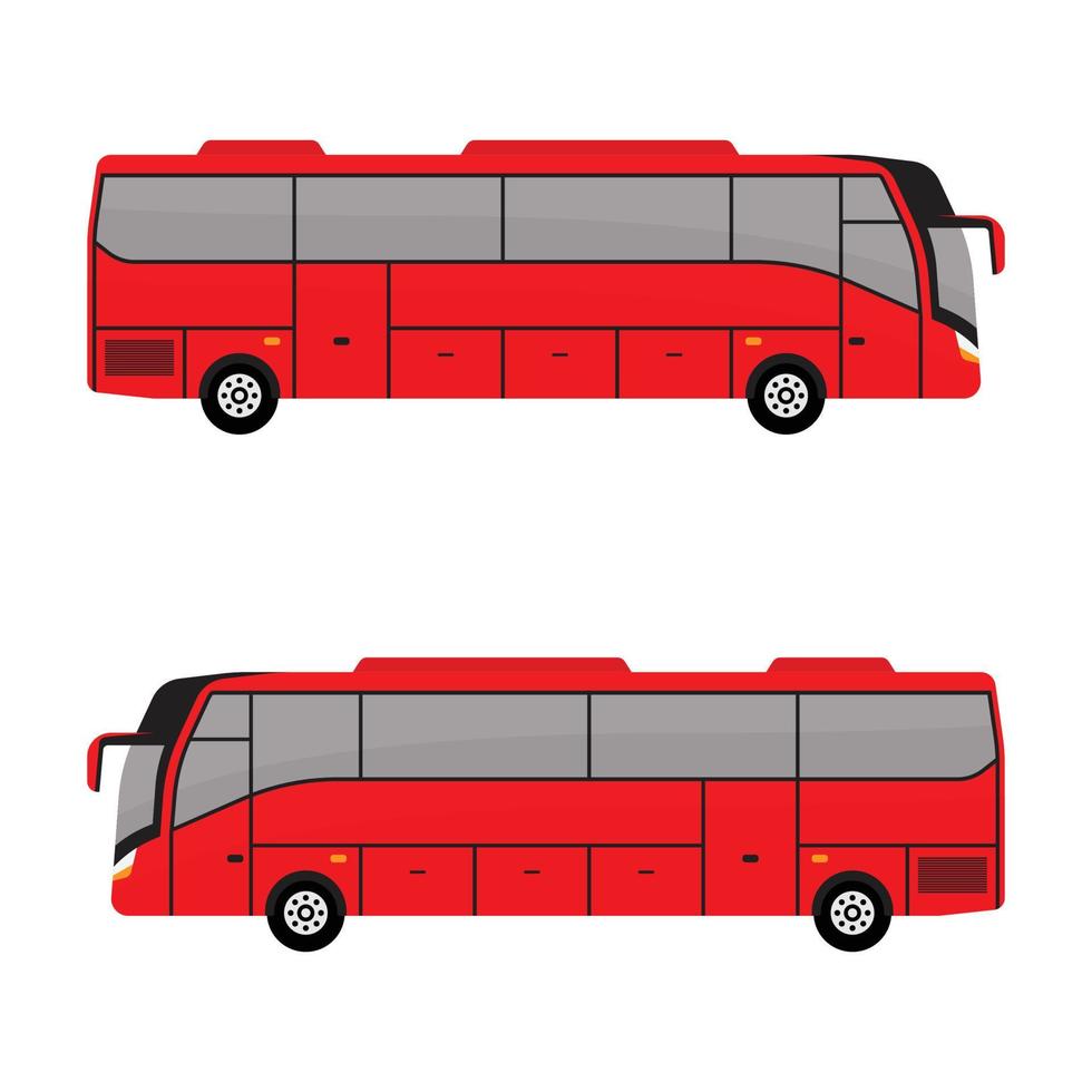 vector red bus tourism illustration