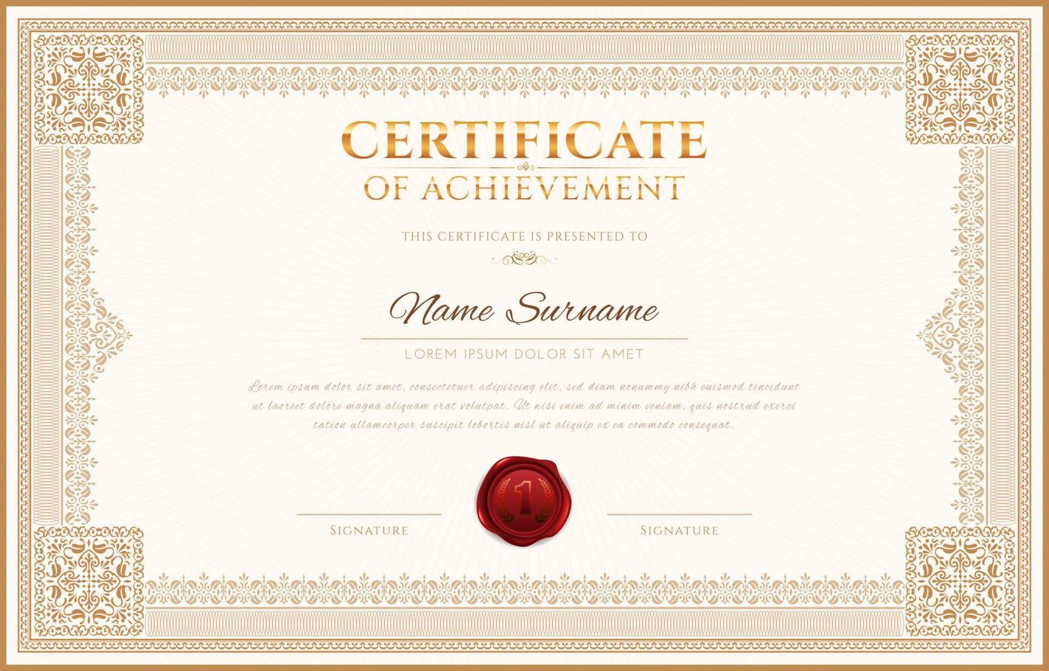 Professional Certificate of Achievement for Education Template vector