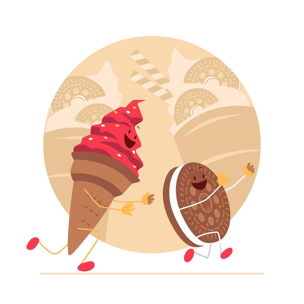 Running Cookies and Ice Cream vector