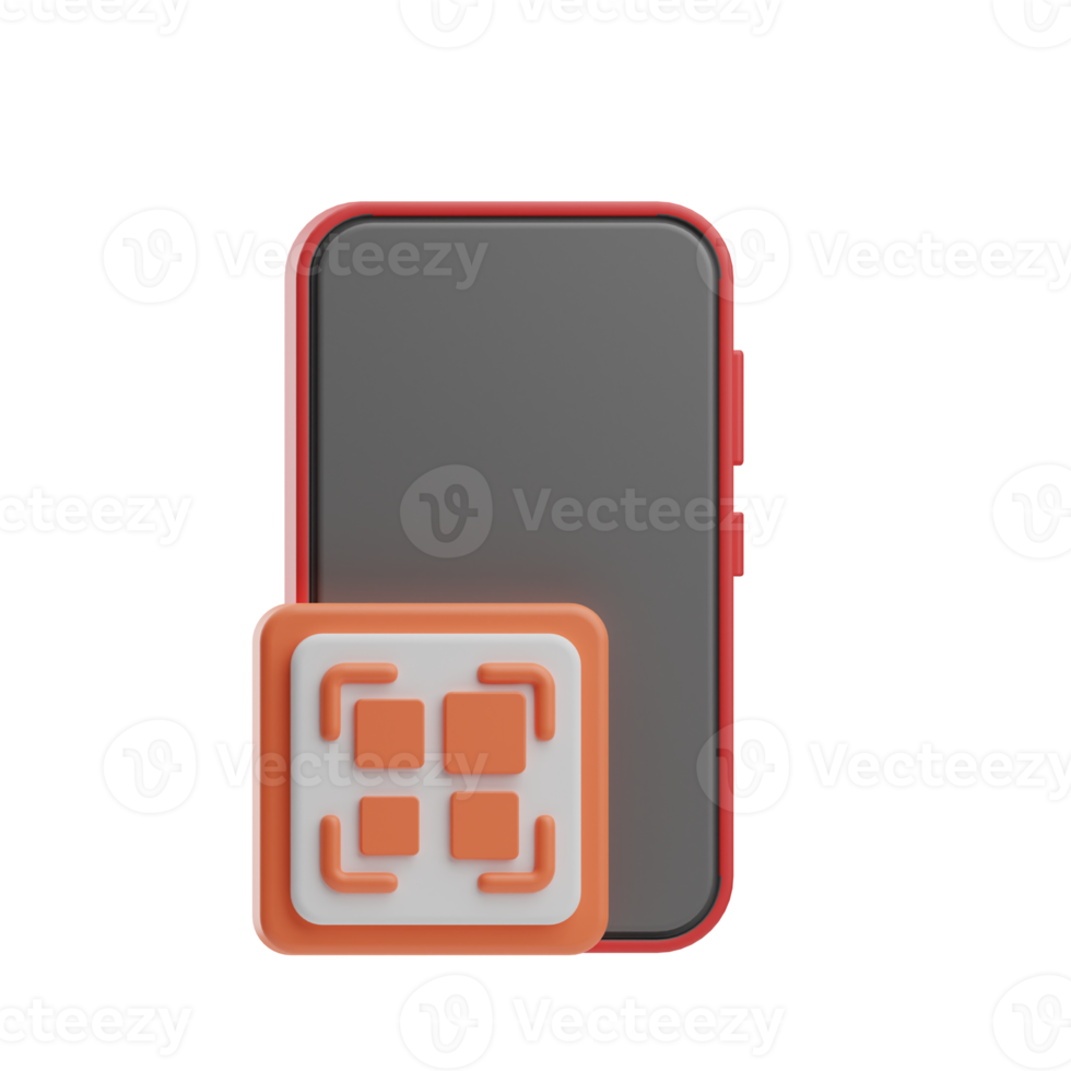 E-Commerce phone qr code scan 3D Illustration png