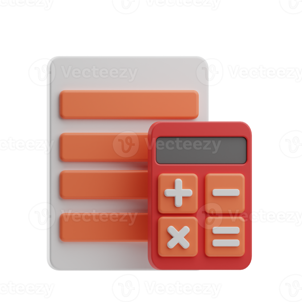 E-Commerce calculator of receipt 3D Illustration png