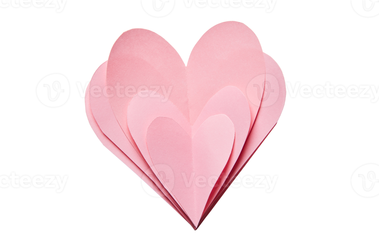 Pink heart paper isolated on a transparent background png