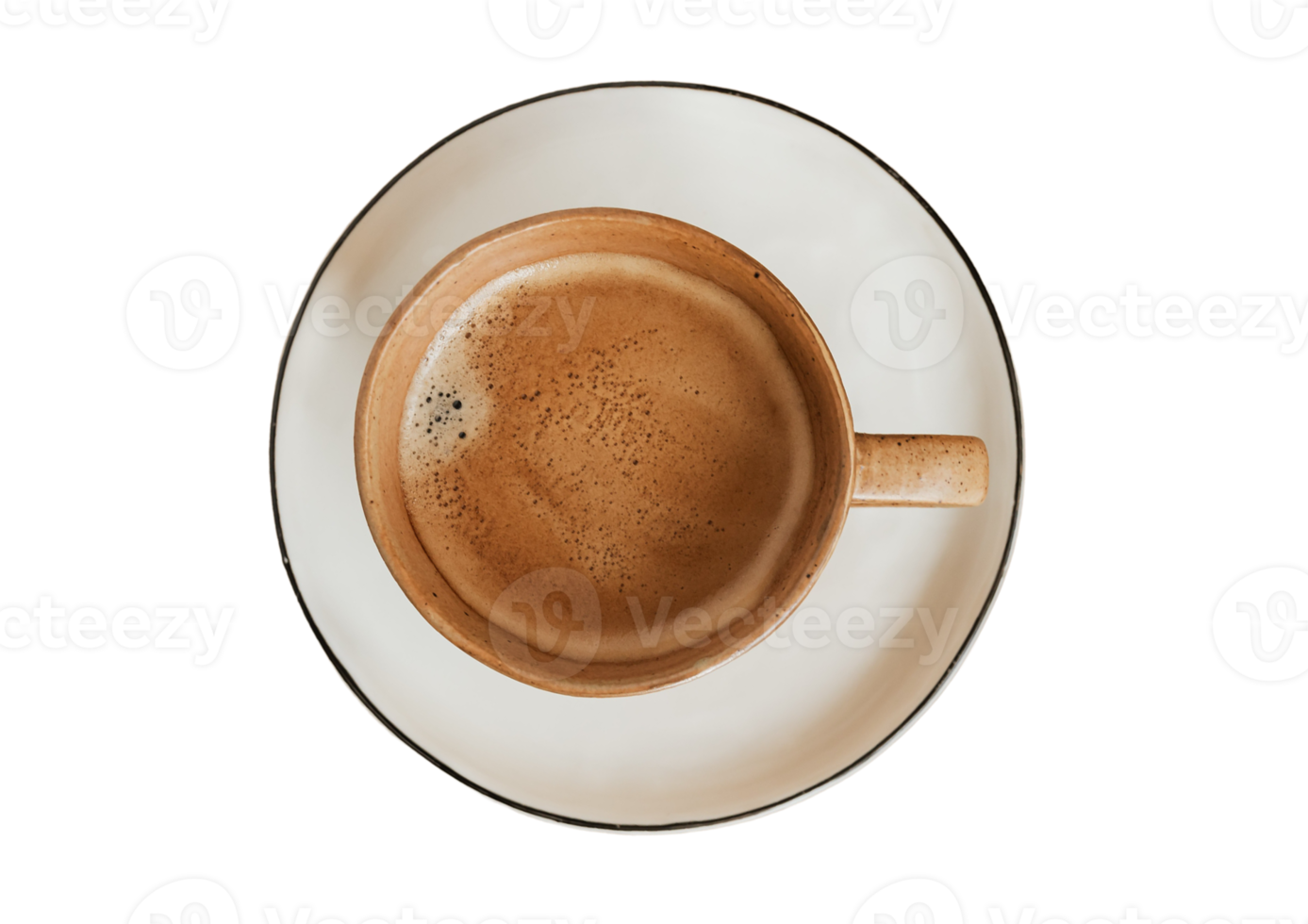 White plate and cup with coffee isolated on a transparent background png