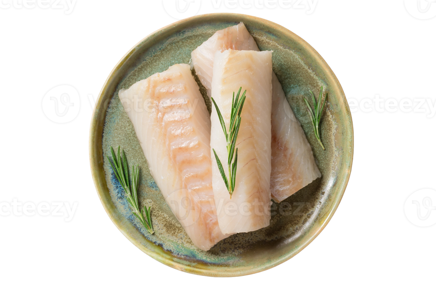 Green plate with fish isolated on a transparent background png