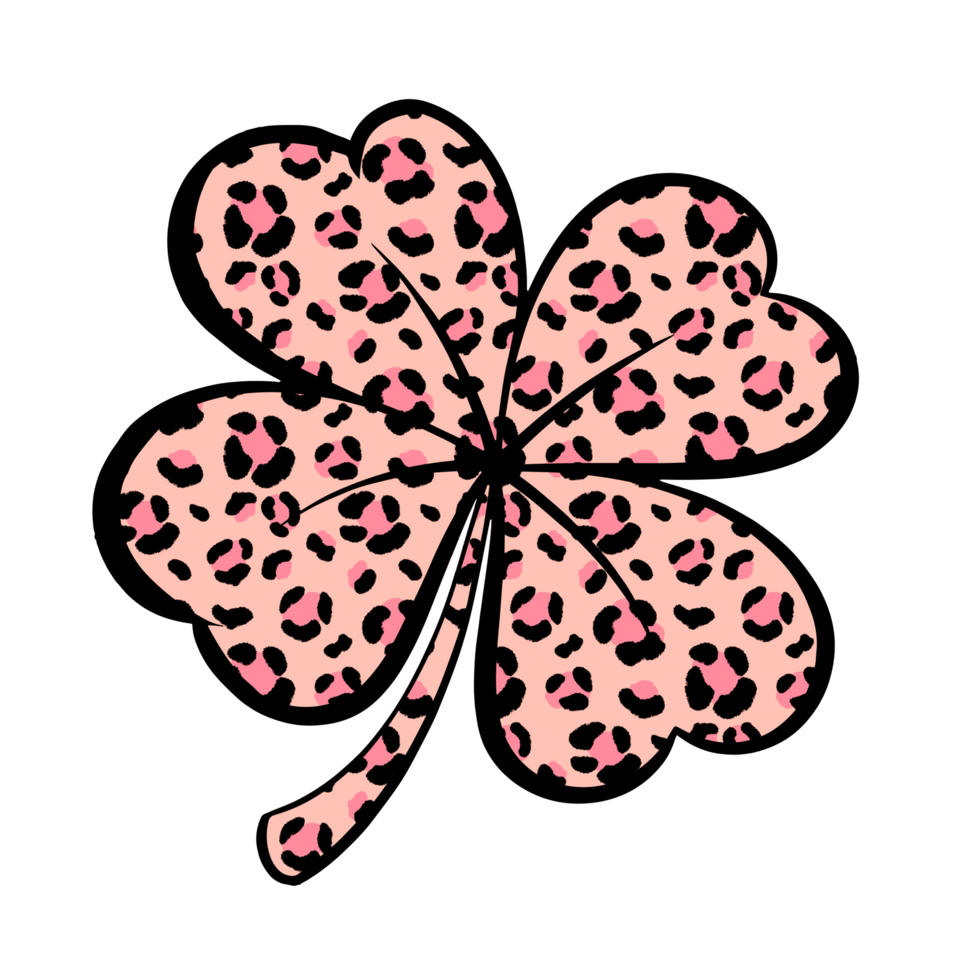 trifoglio foglia e rosa leopardo pelle png