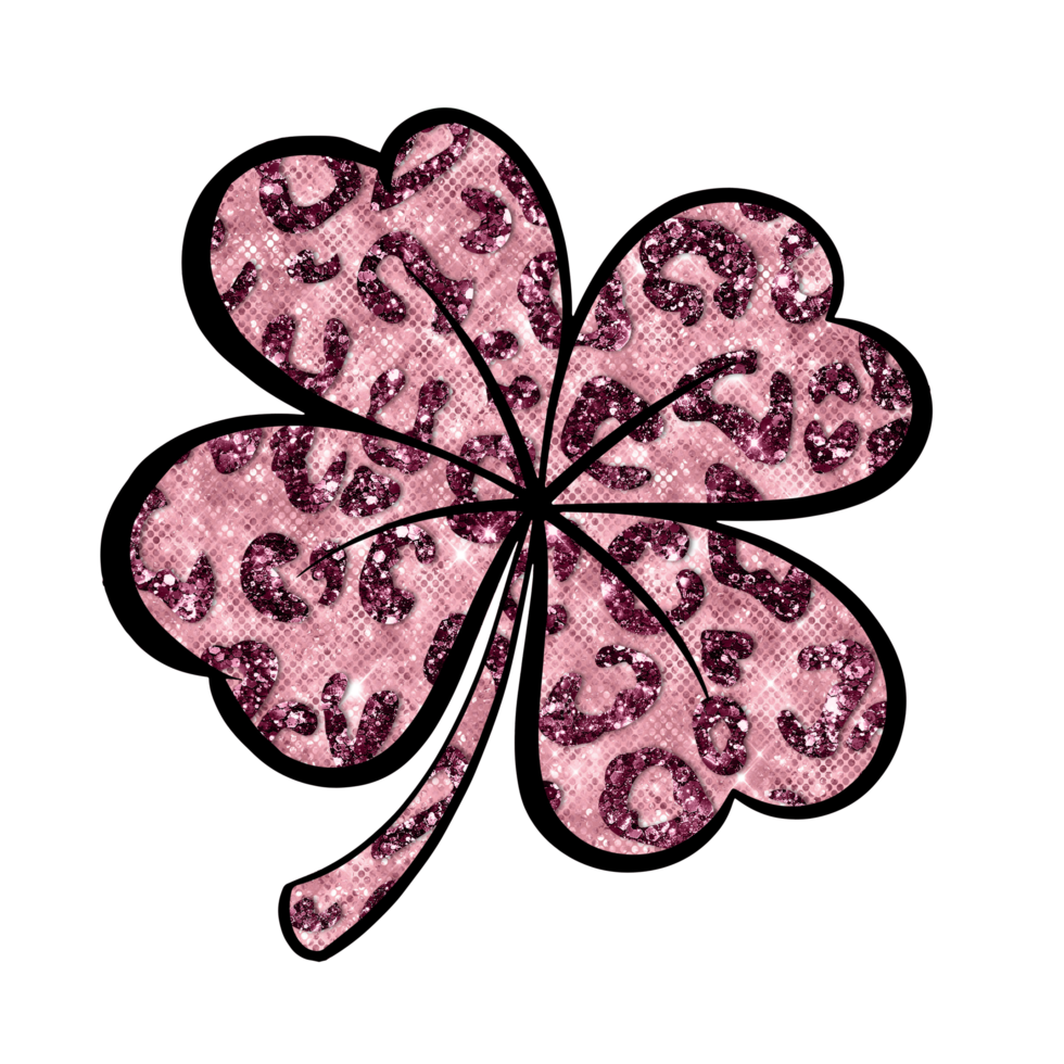 Clover leaf and pink leopard skin png