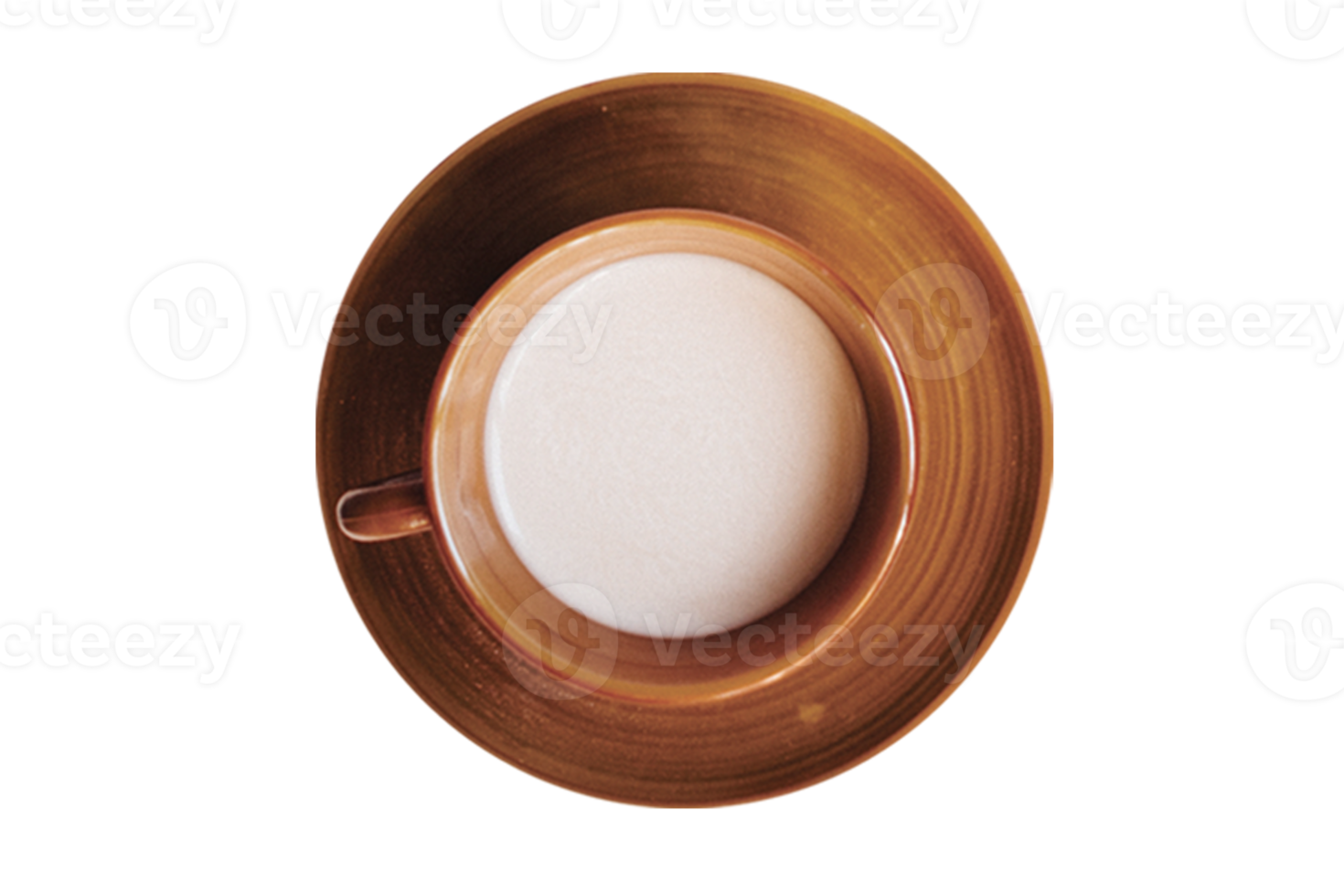 Brown plate and cup with milk isolated on a transparent background png