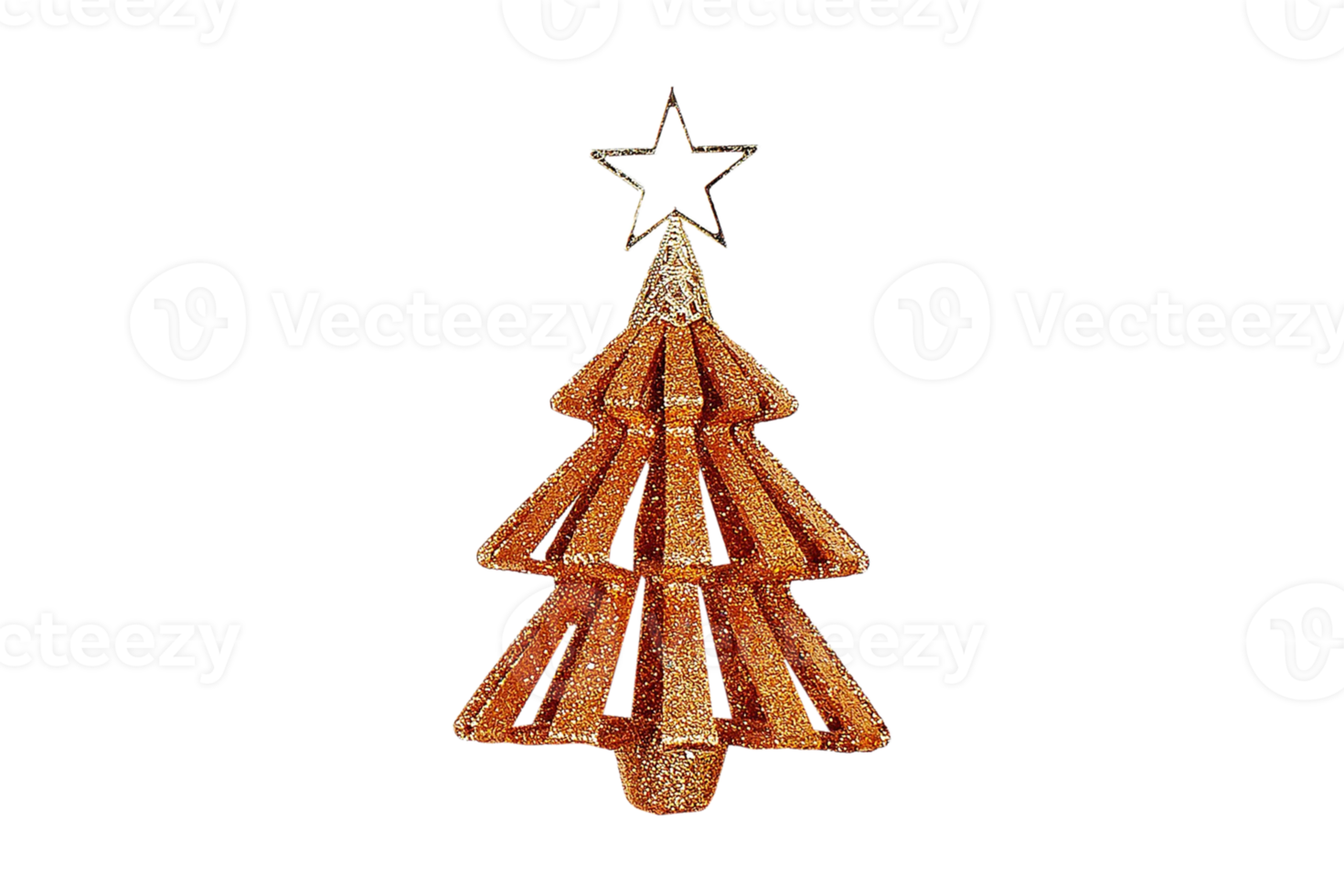 Golden christmas tree decoration isolated on a transparent background png