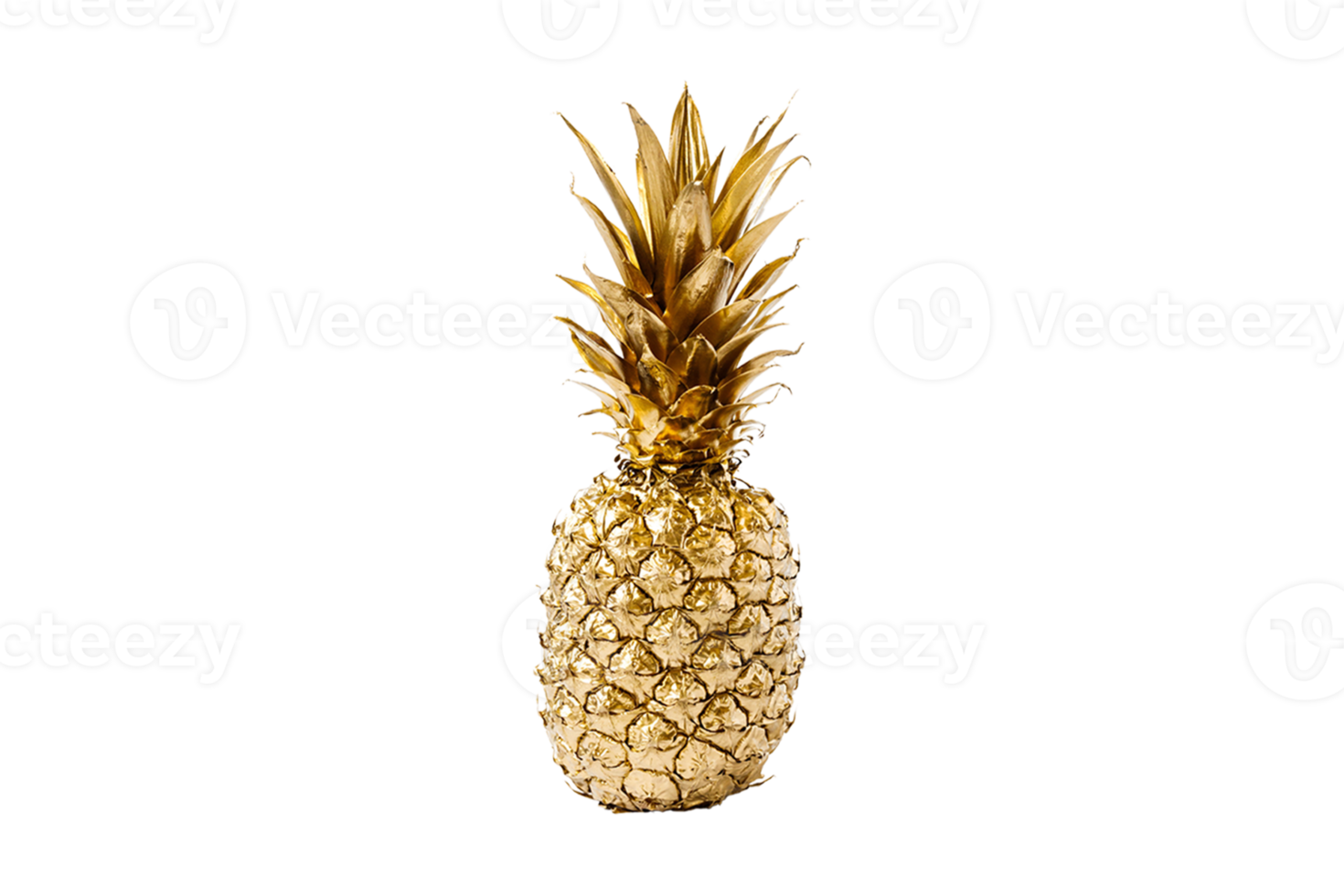 Golden pineapple fruit decoration isolated on a transparent background png