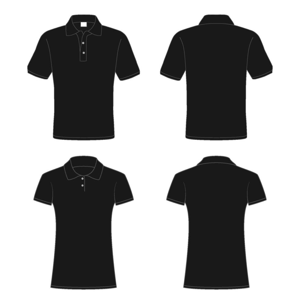 Outline Black Polo Shirt Mock Up vector