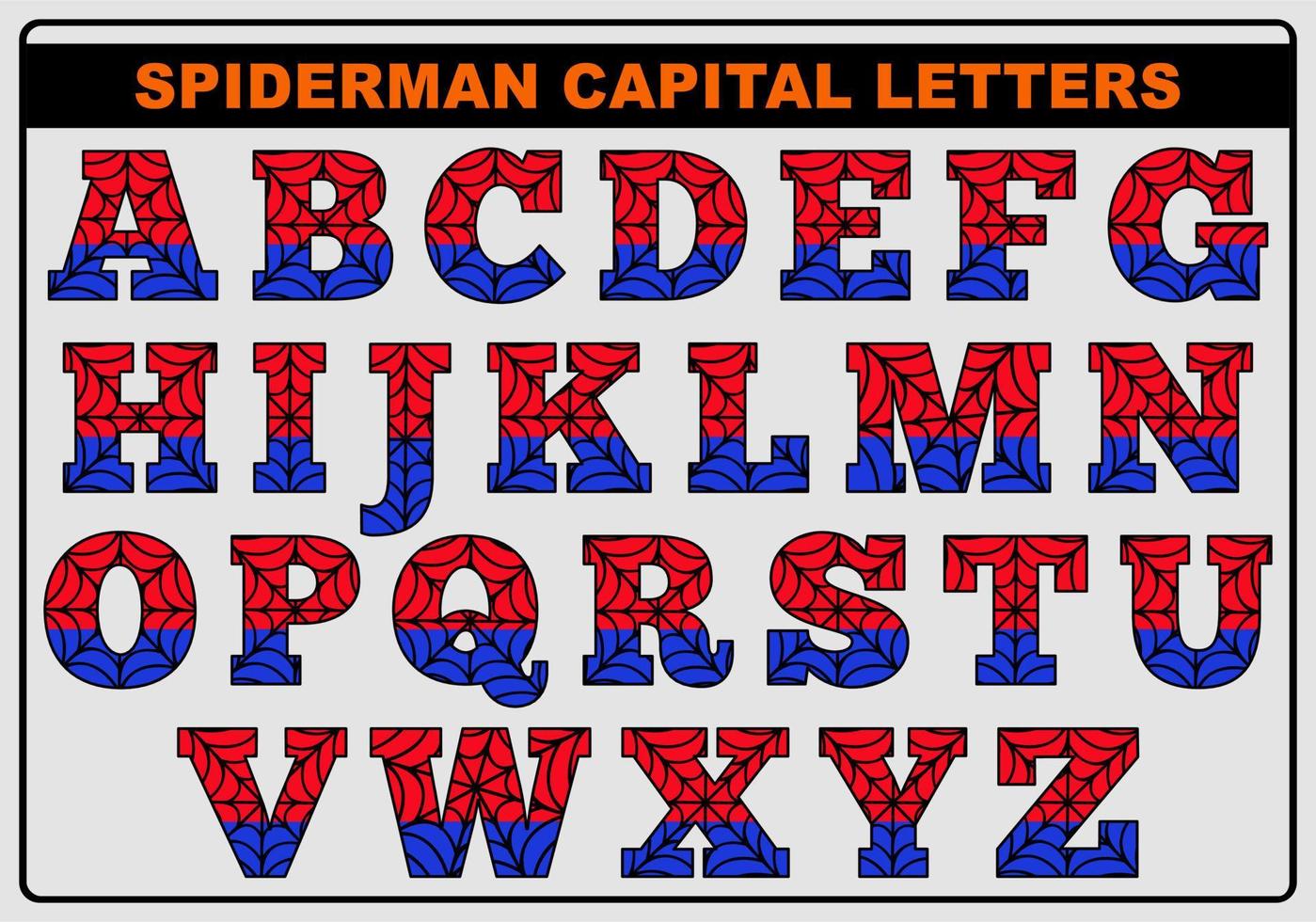 Spider-Man ENGLISH Alphabet Letters vector