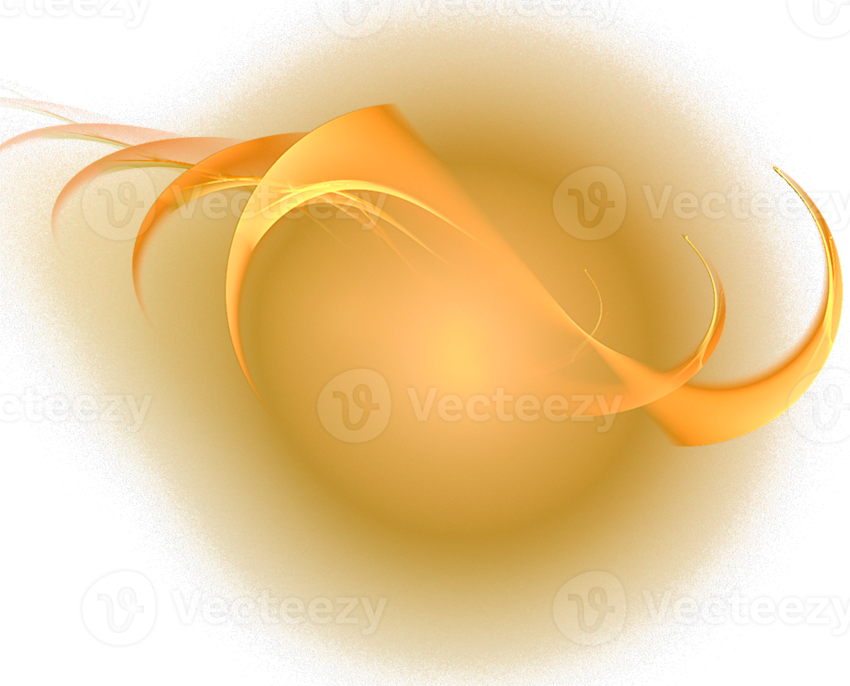 abstract flowing yellow orange element without background, isolated element png