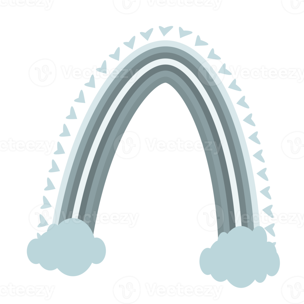 carino pastello arcobaleno con nube e carino elemento png
