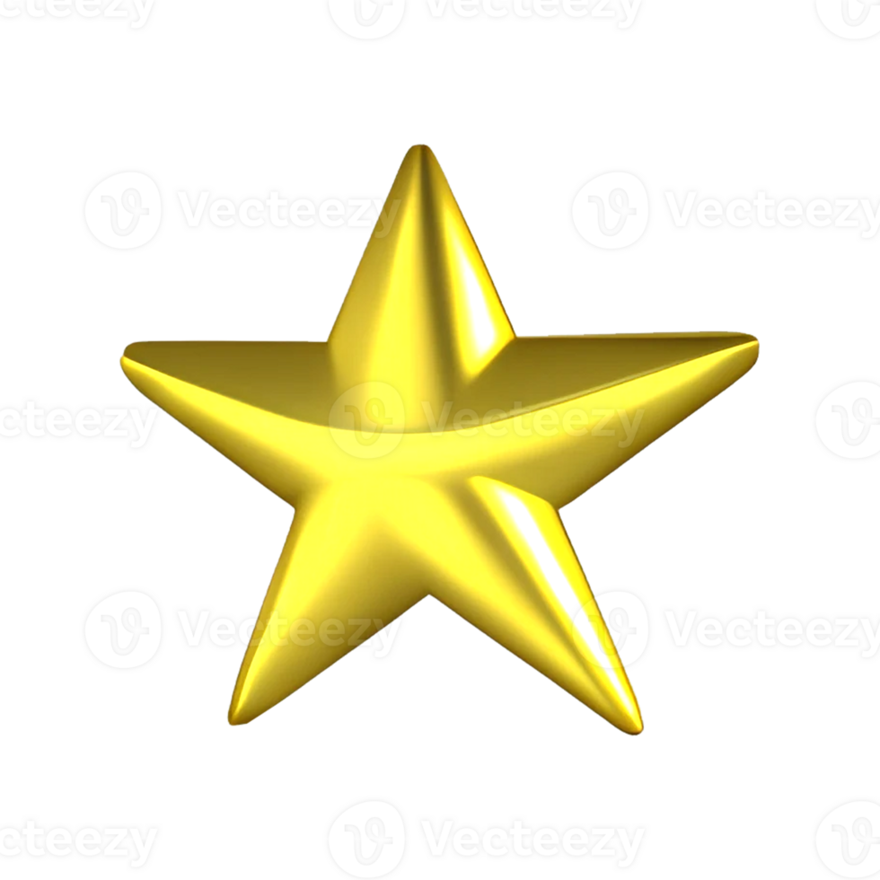 glossy gold star 3d render png