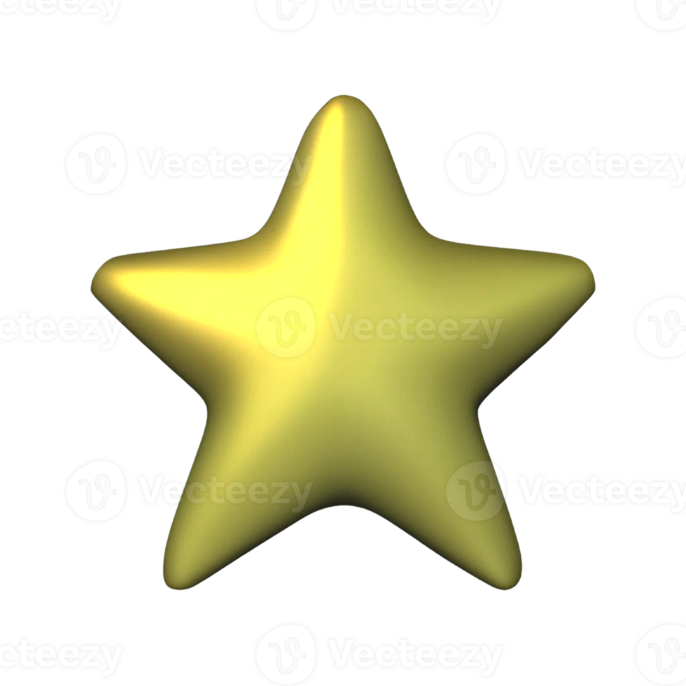 glossy gold star 3d render png