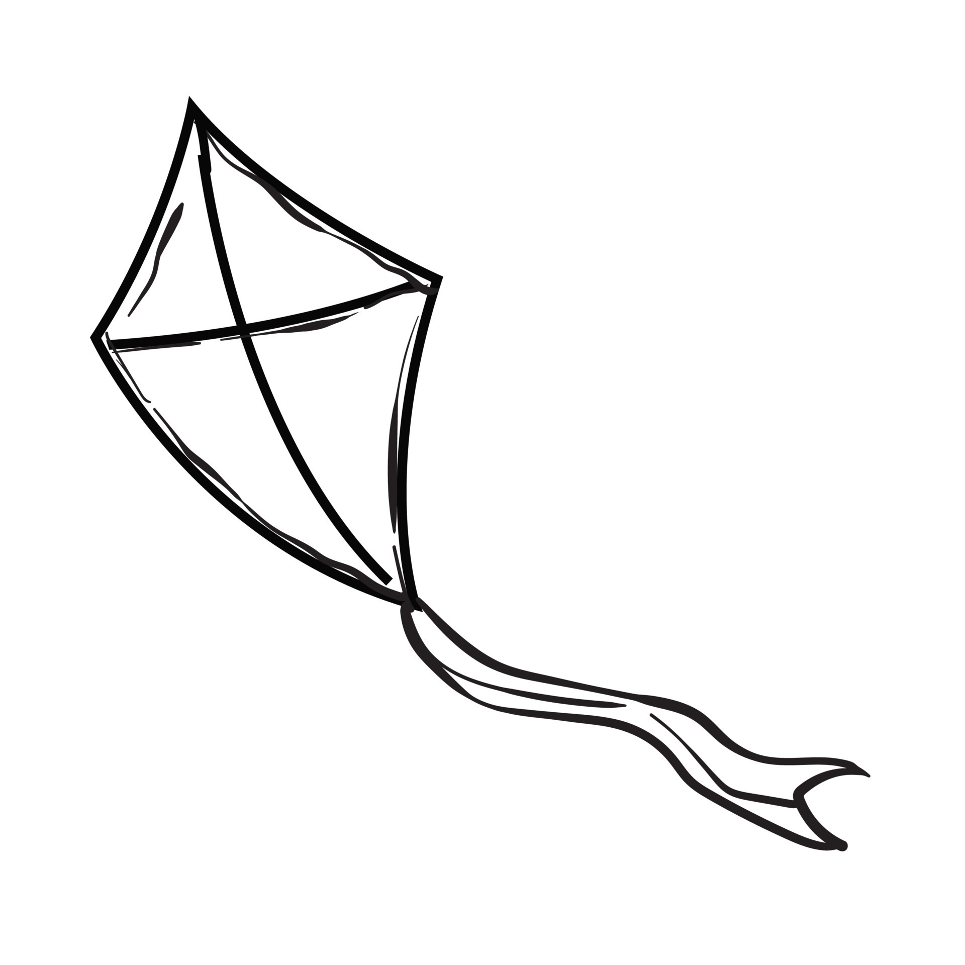 Kite With Hand Drawn Zentangle Kite Drawing Zentangle Drawing Kite Sketch  PNG and Vector with Transparent Background for Free Download