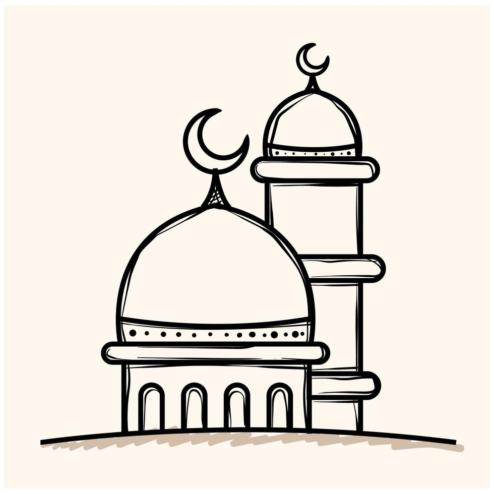 Doodle art of muslim mosque concept vector