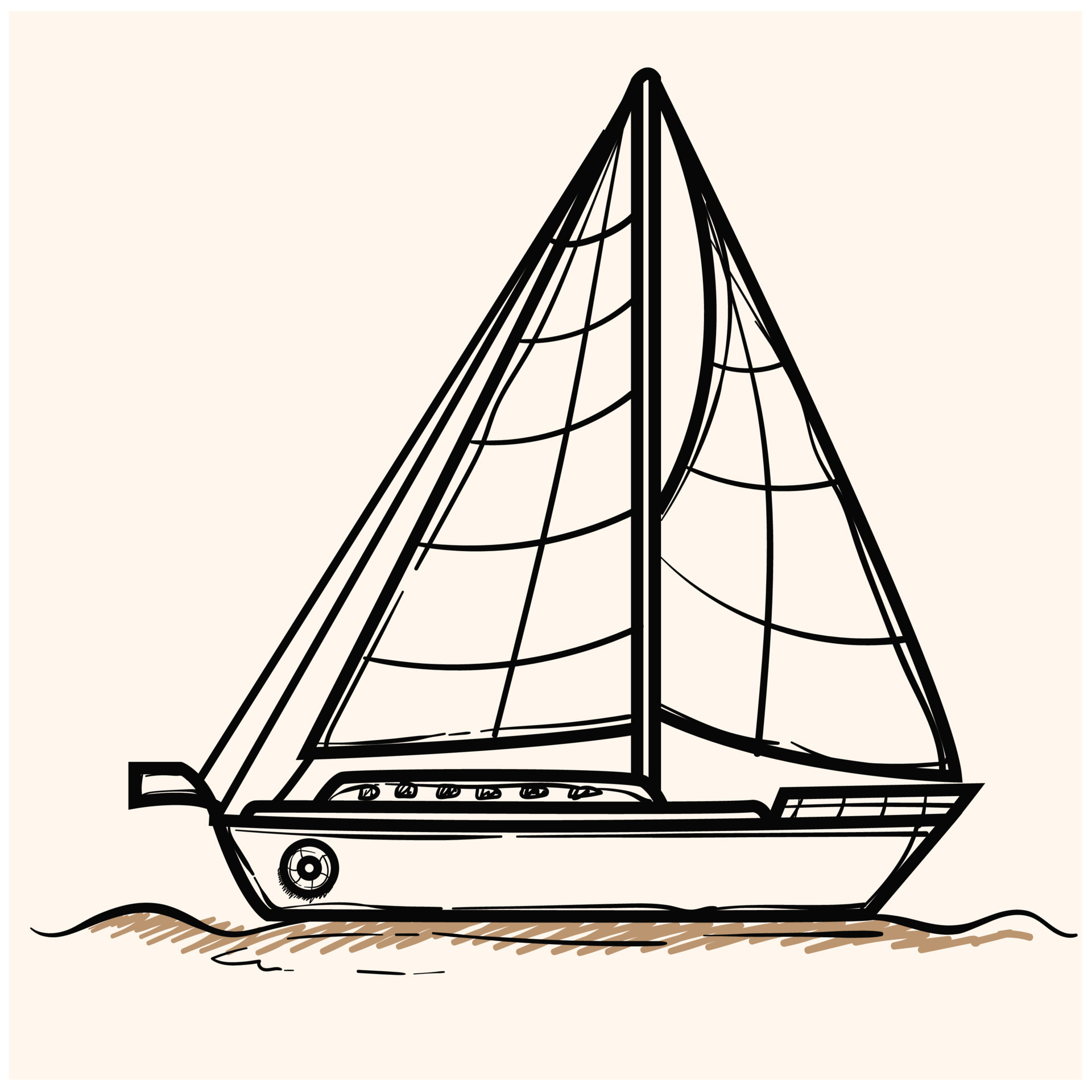 sailing boat doodle icon vector hand drawing 21358630 Vector Art at