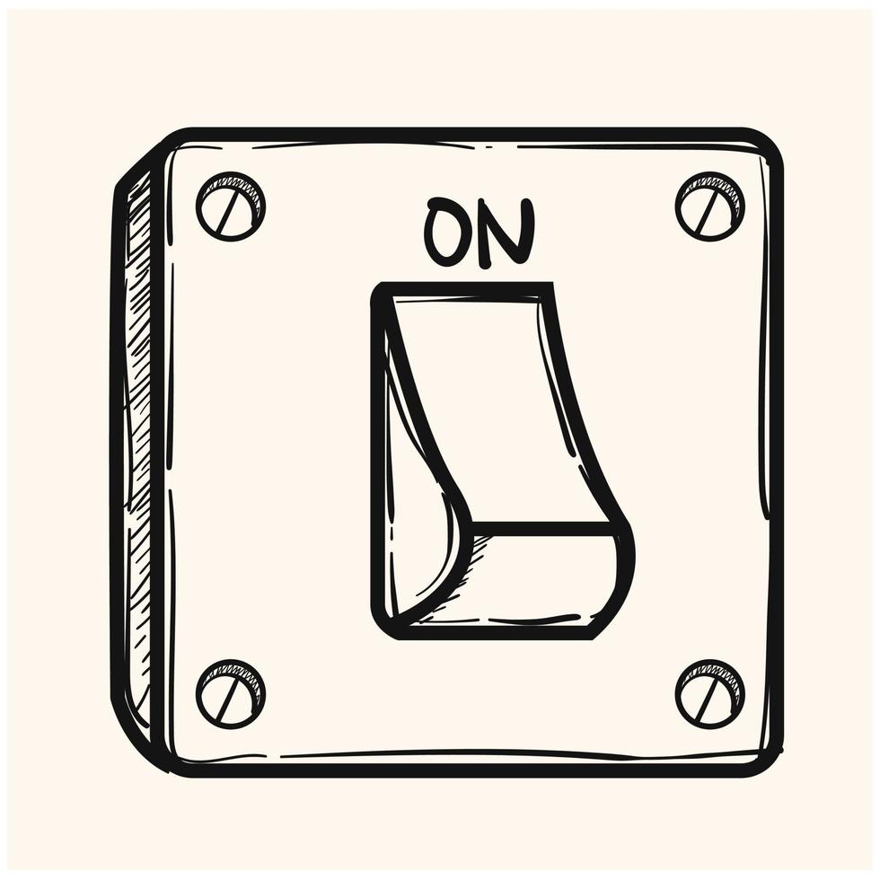 electric switch on cartoon vector and illustration, black and white, hand drawn, sketch style, isolated on white background.