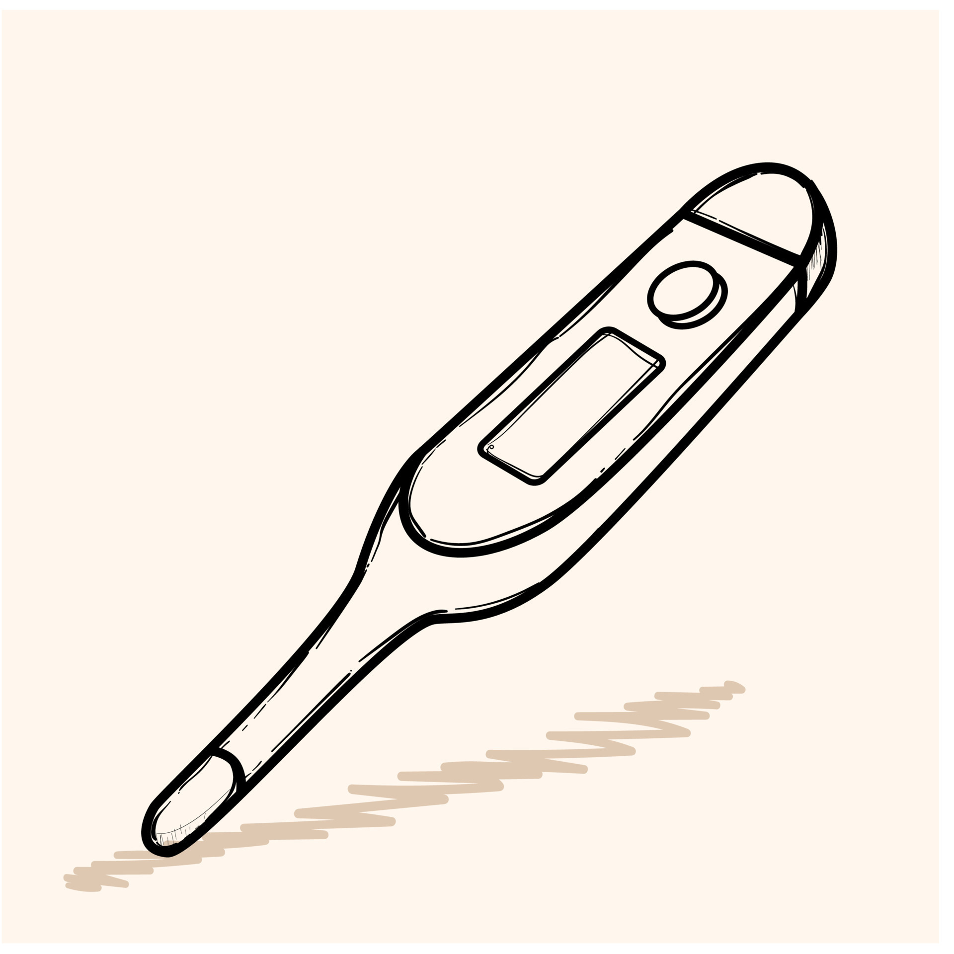 digital termómetro dibujos animados vector y ilustración, mano dibujado