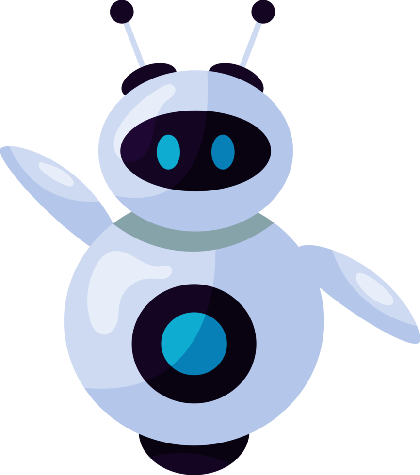 Cute robot, chatbot, AI bot character design illustration. AI technology and cyber character. Futuristic technology service and communication artificial intelligence concept png