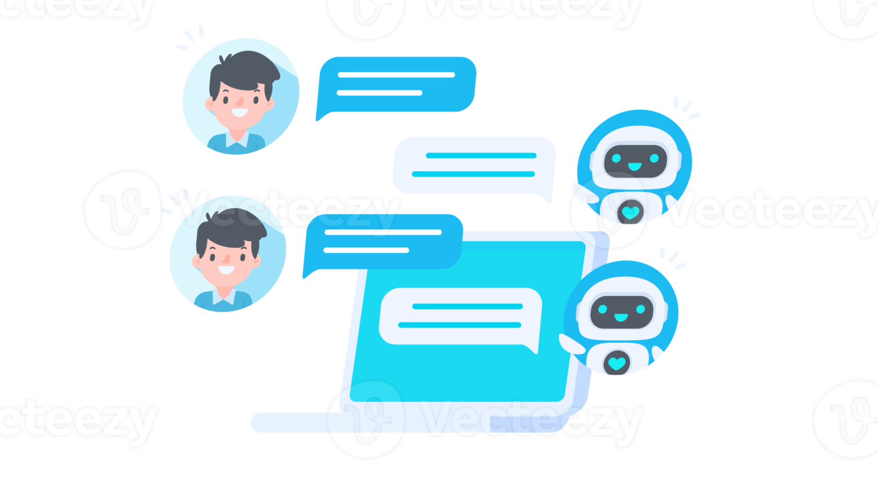 Auto reply system with intelligent robots provide information and help customers with problems png