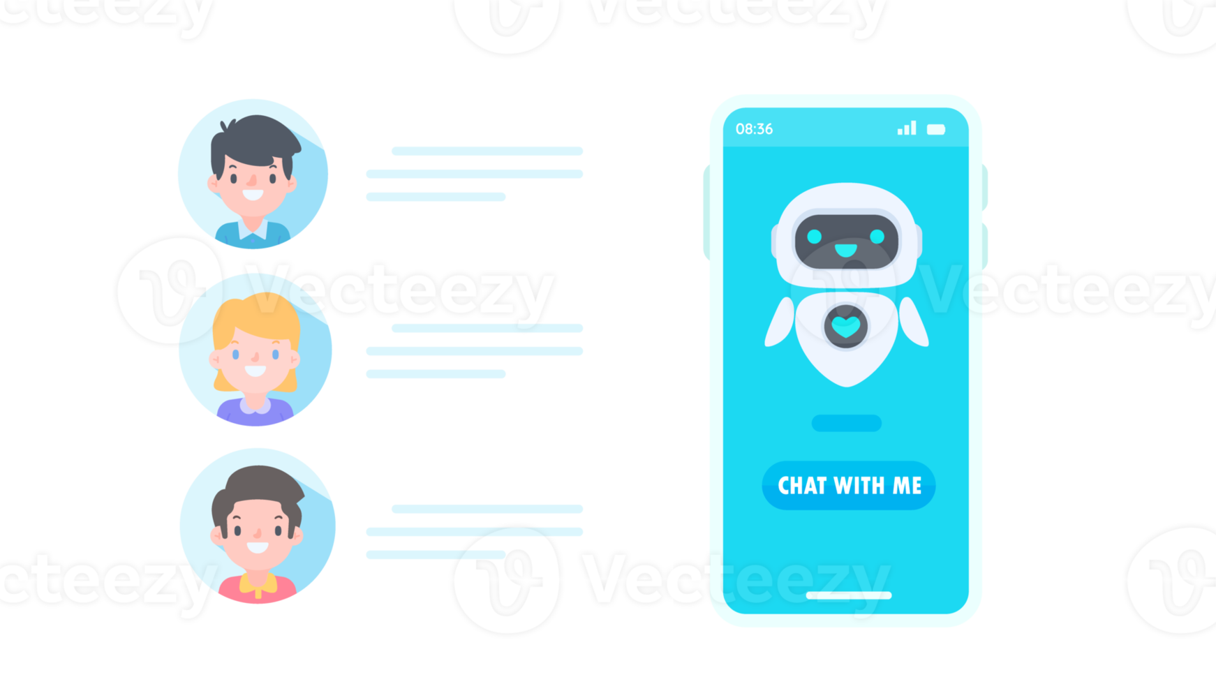 Auto reply system with intelligent robots provide information and help customers with problems png