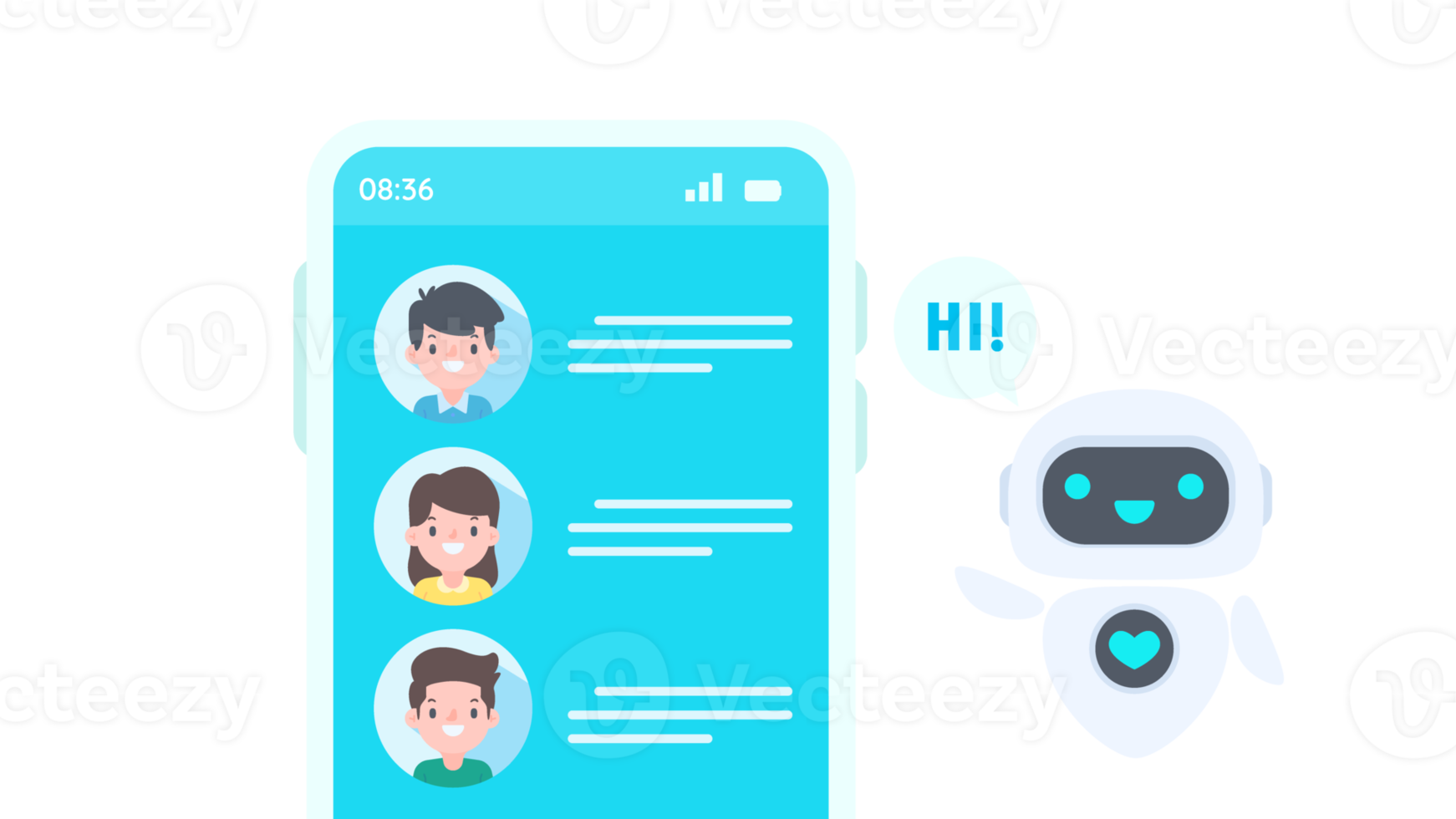 Auto reply system with intelligent robots provide information and help customers with problems png