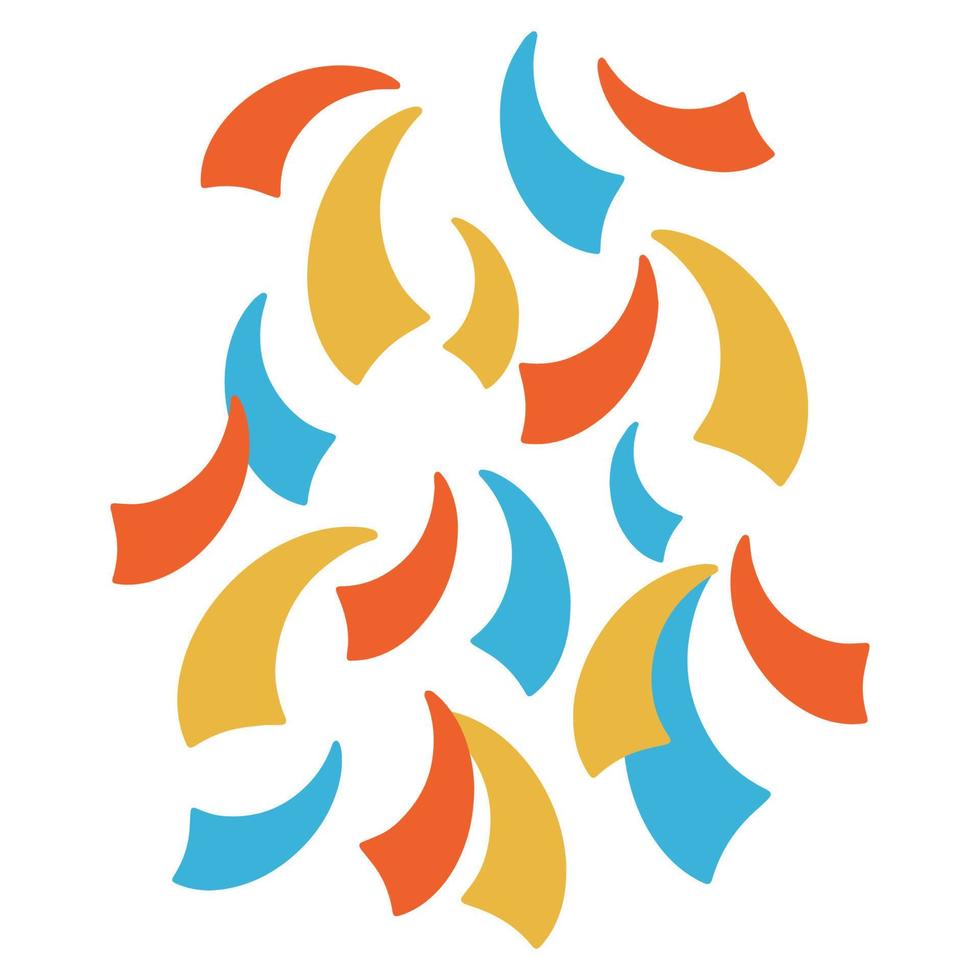Scattered colored confetti. Vector isolated confetti.