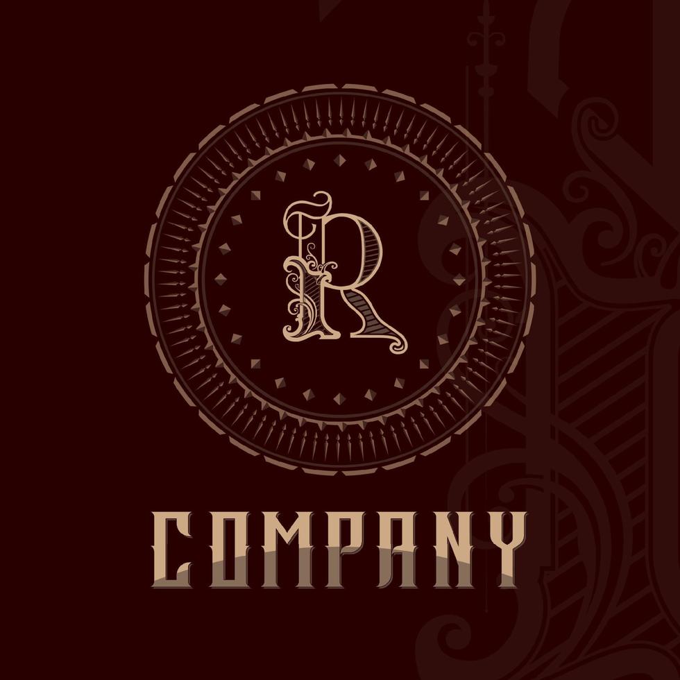 Elegant letter r. Graceful royal style. Calligraphic and Vintage drawn emblem vector
