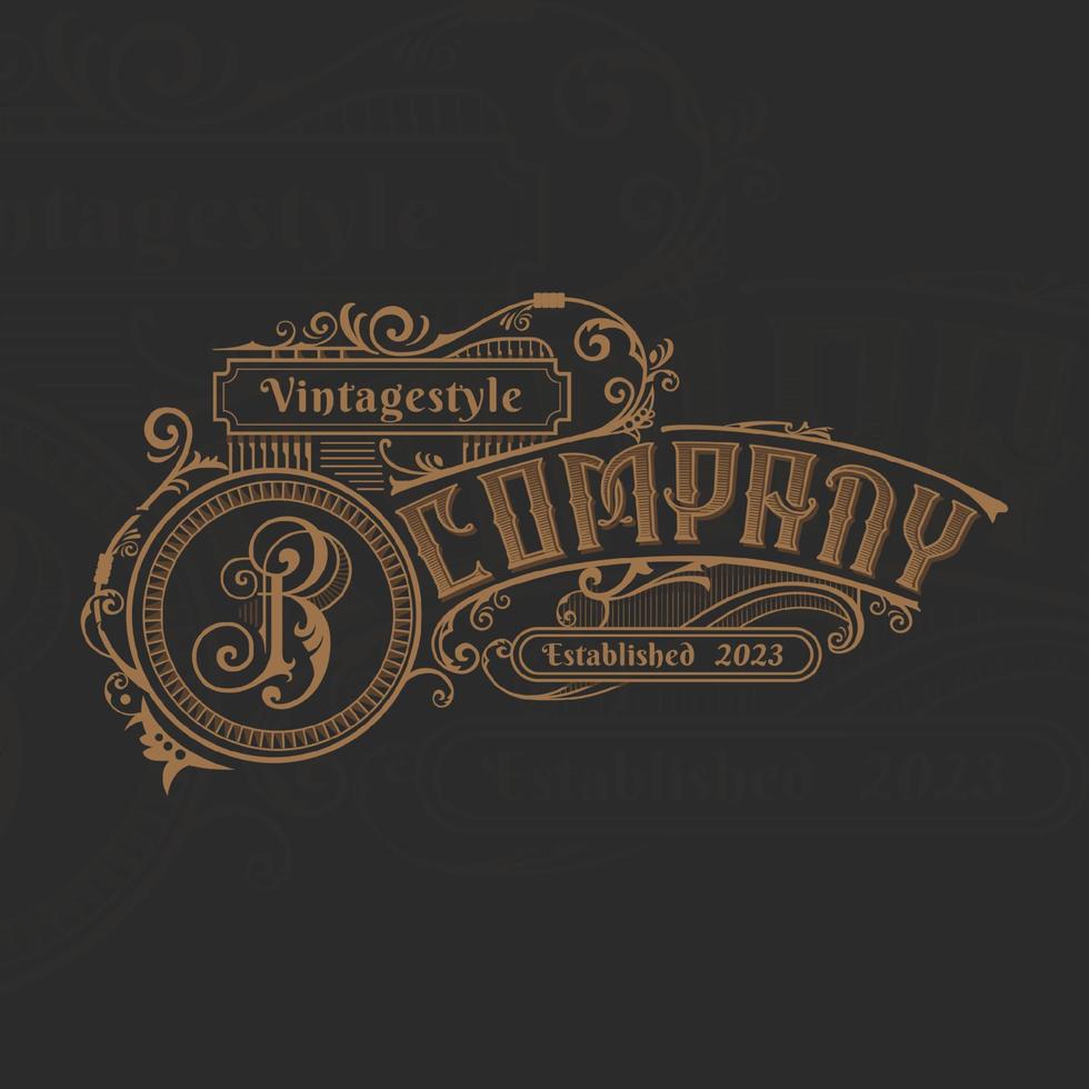 vintage ornamental victorian logo design vector