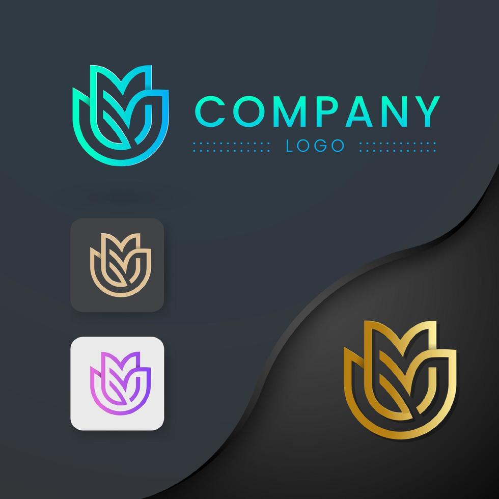 Abstract Lotus Gradient Logo Template vector