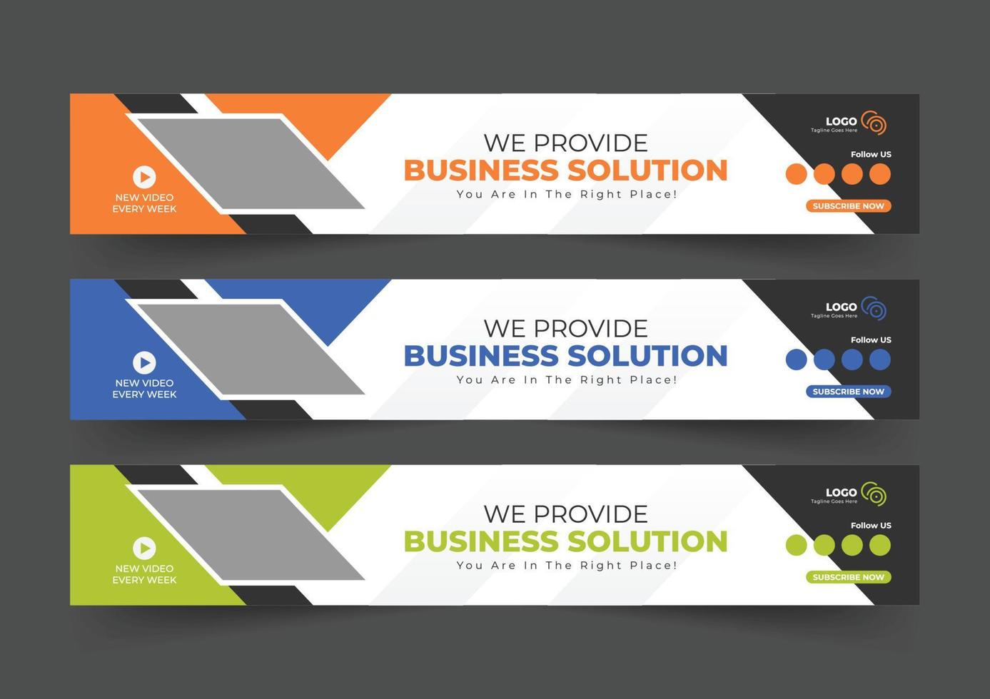 Business solution channel header template, channel header template, social media template, channel header and web banner, professional social media cover vector