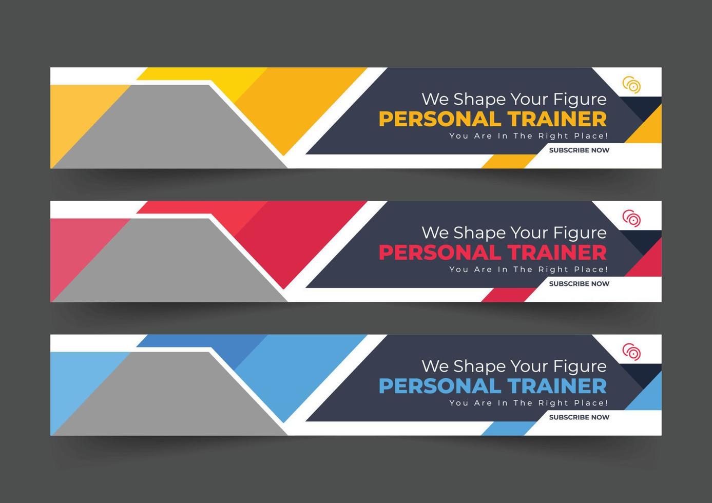 The header for fitness trainer channel, channel header template, social media template, channel header and web banner, professional social media cover for trainer vector