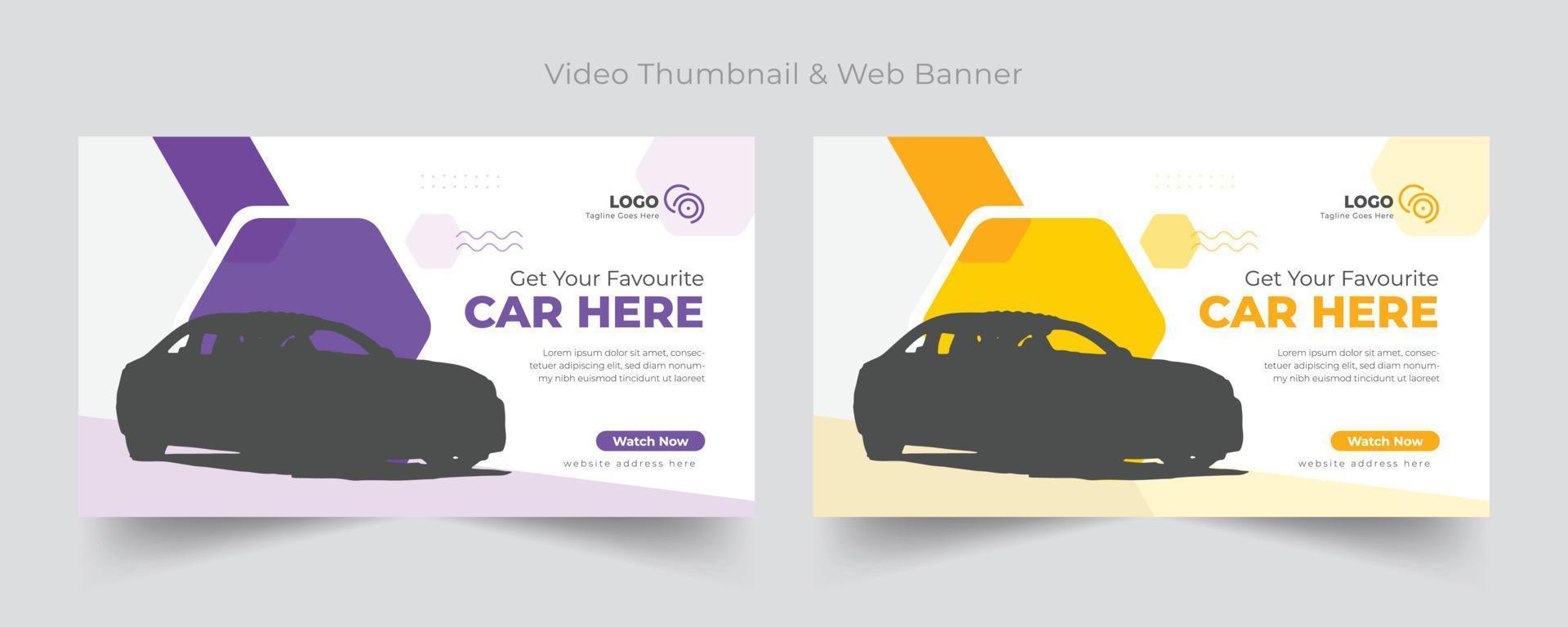 Car sale video thumbnail, social media and web banner template, Luxury car sale video thumbnail template web banner and social media cover photo design template vector