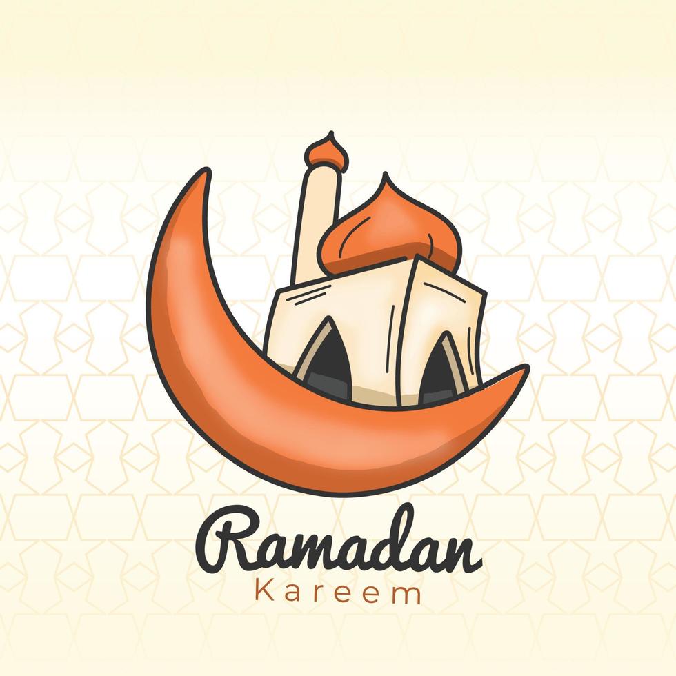 Ramadan Kareem decorative festival card, Ramadan Kareem greeting line icon minimal vector design