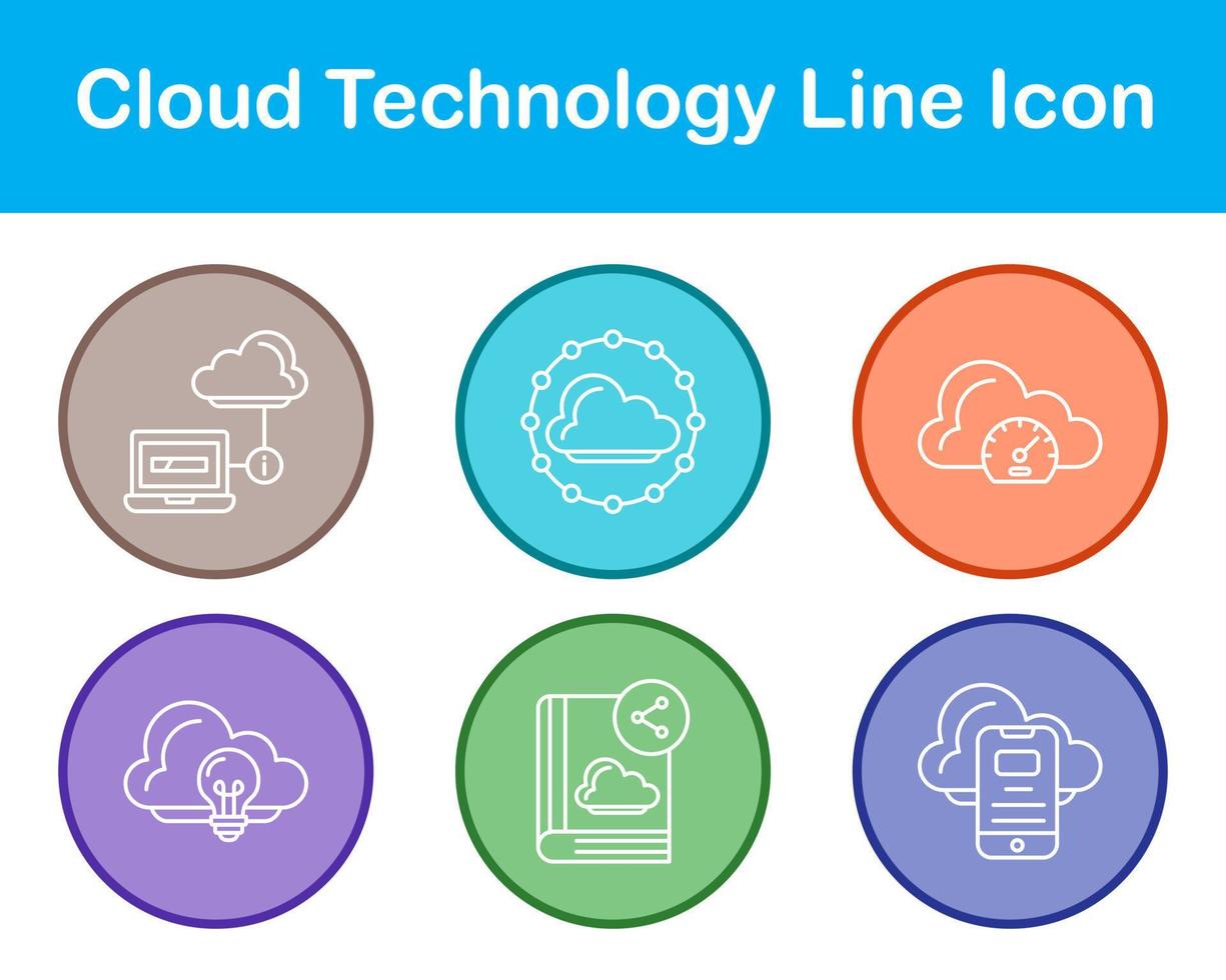 nube tecnología vector icono conjunto