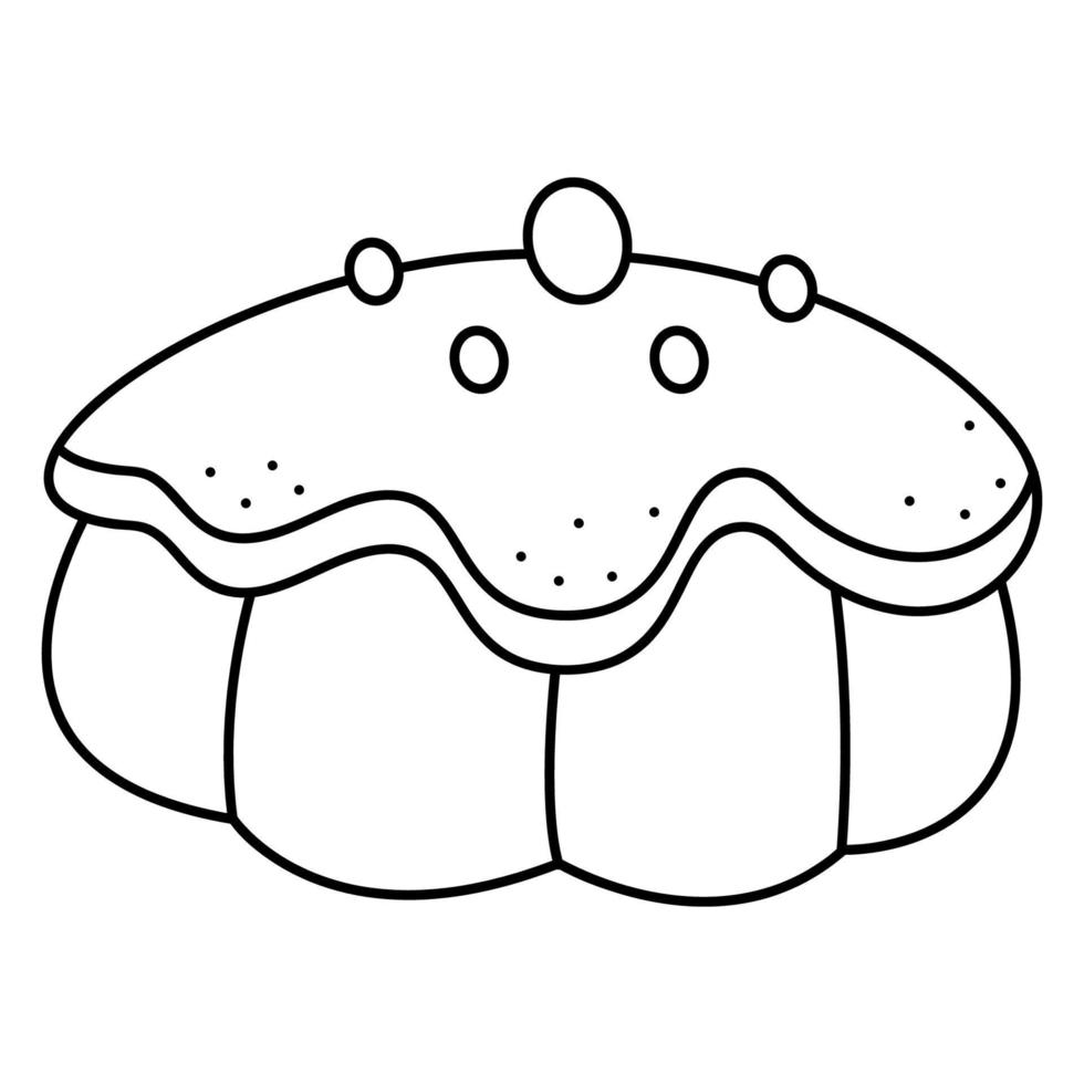 Easter cake4 in doodle style. Black and white vector illustration.