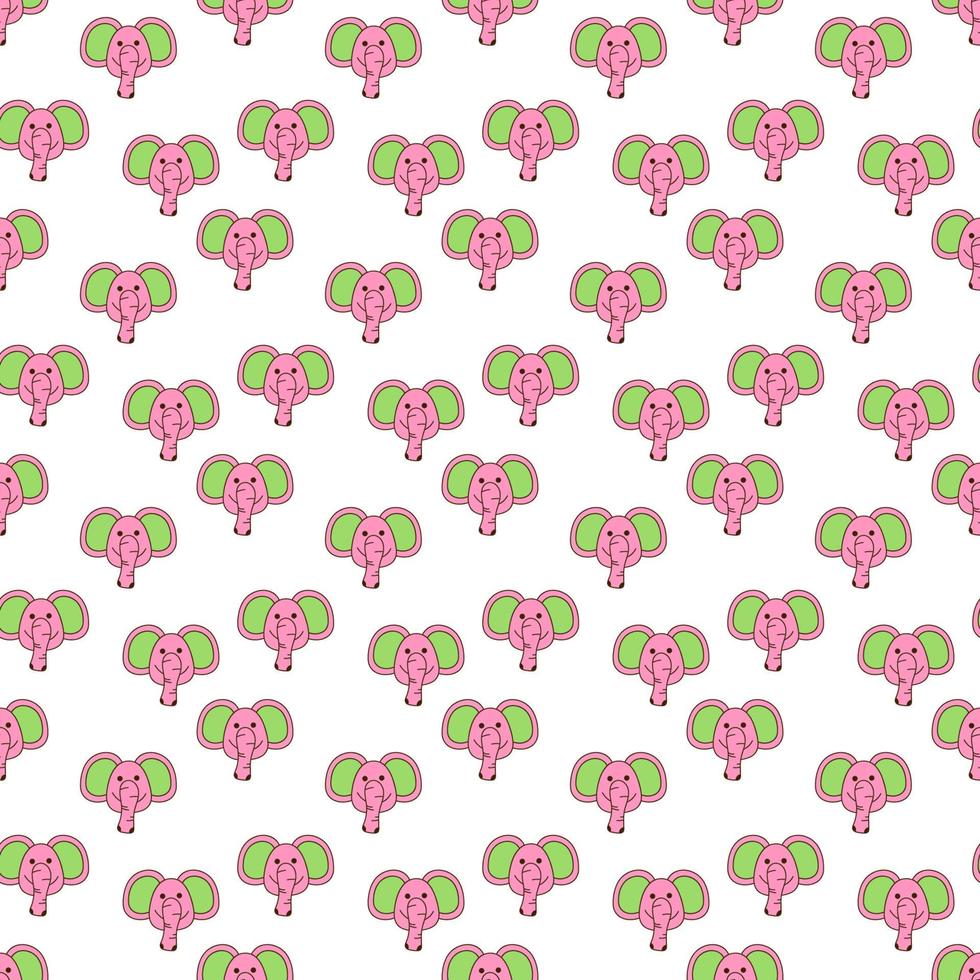 Cute seamless pattern with elephant muzzle. Color doodle  vector illustration.