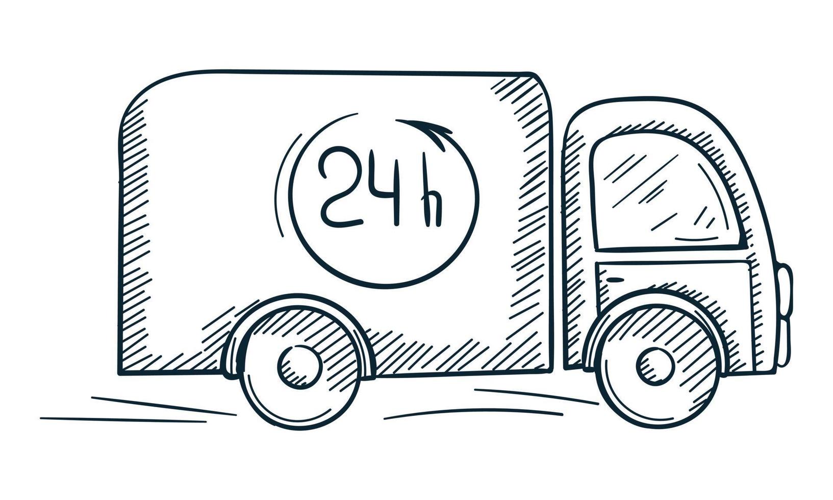 vector Delivery truck pick up hand drawn art