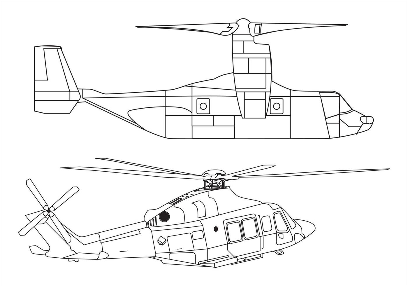 free helicopter line art vector