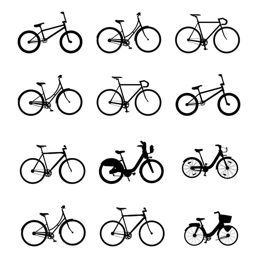 bicycle silhouette design set vector