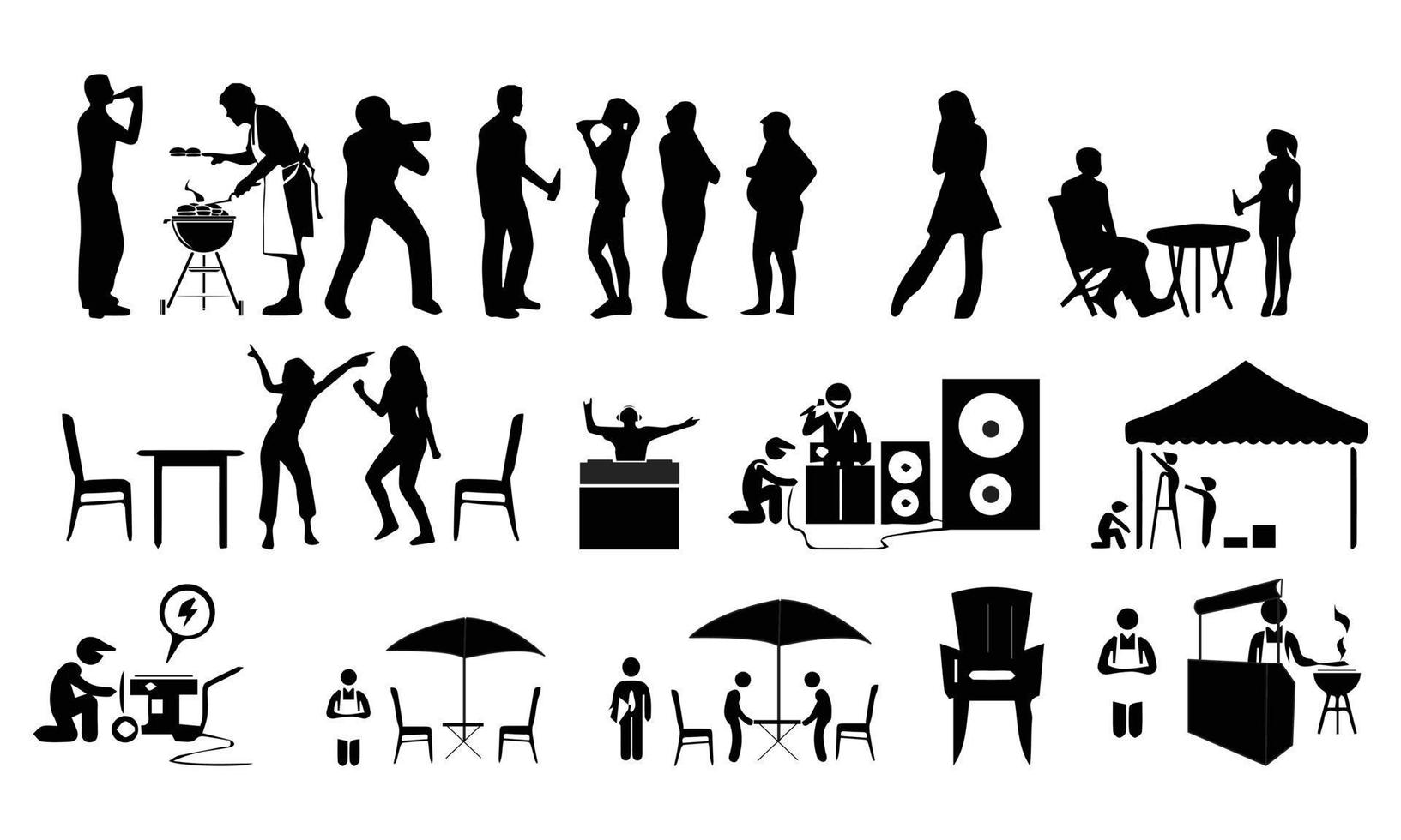 Free silhouette of business people, man, music etc vector