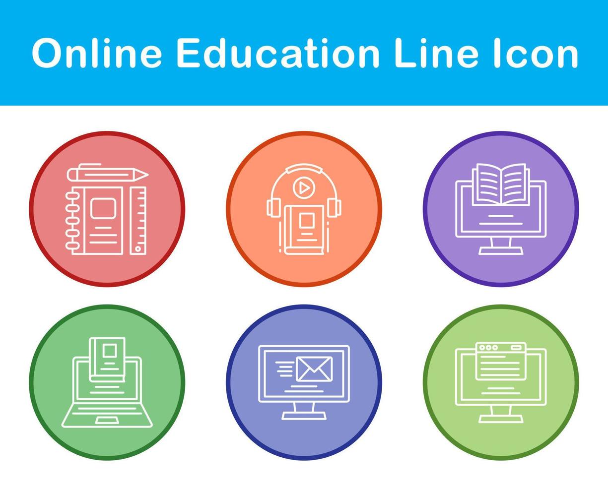 conjunto de iconos de vector de educación en línea