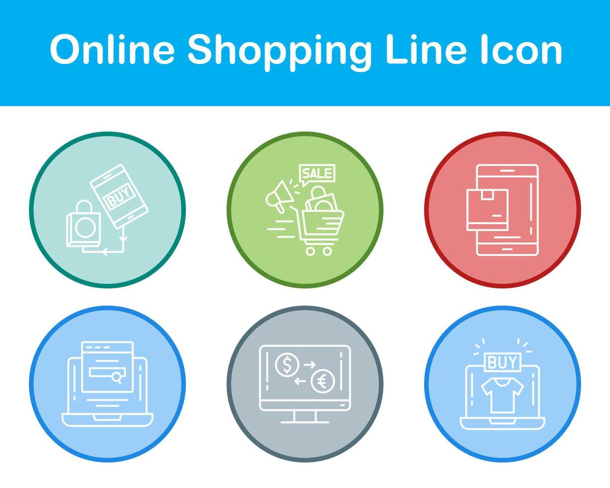 conjunto de iconos de vector de compras en línea