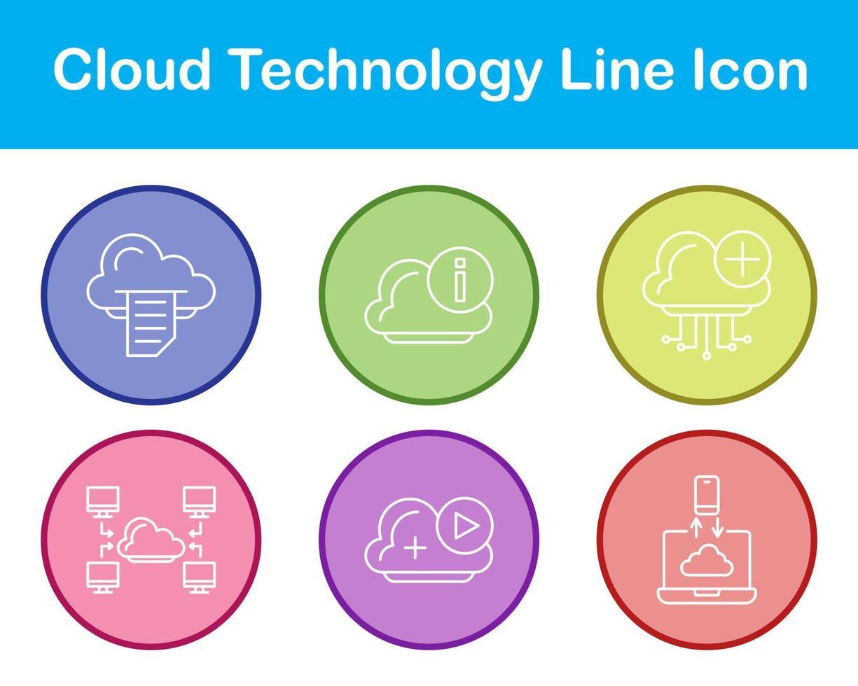 nube tecnología vector icono conjunto